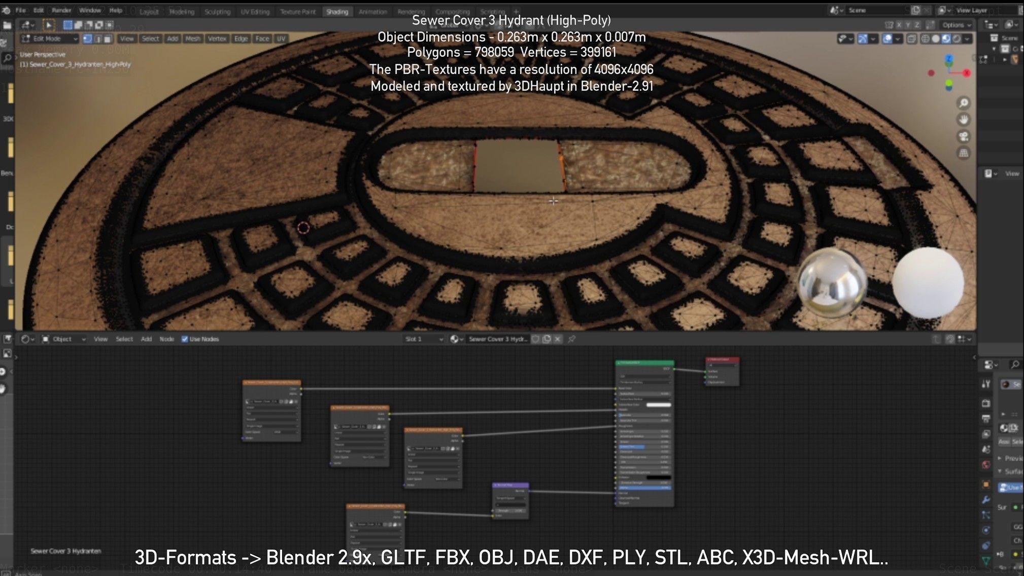 Sewer Cover 3 Hydrant High-Poly 3D model_64