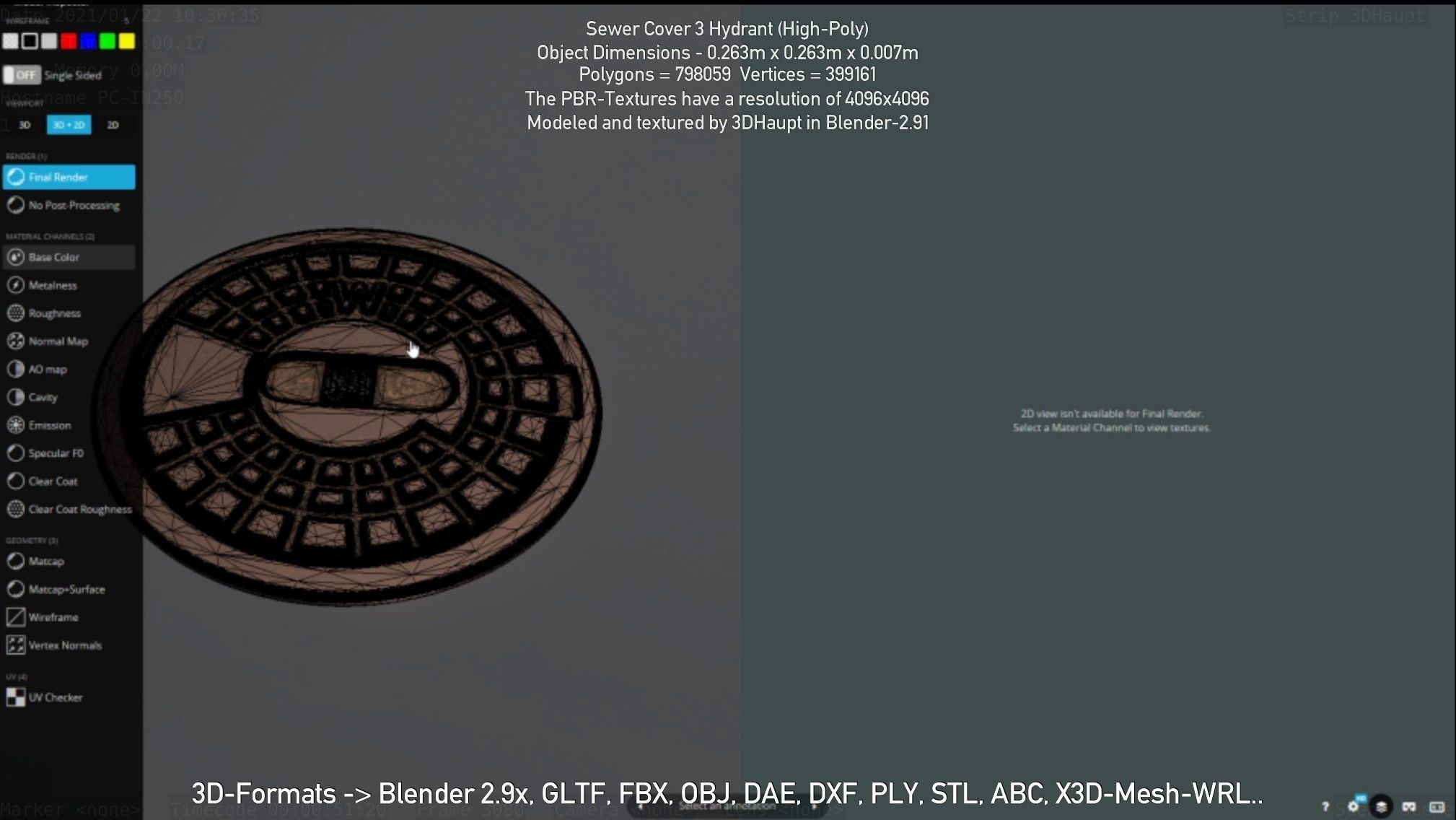 Sewer Cover 3 Hydrant High-Poly 3D model_72