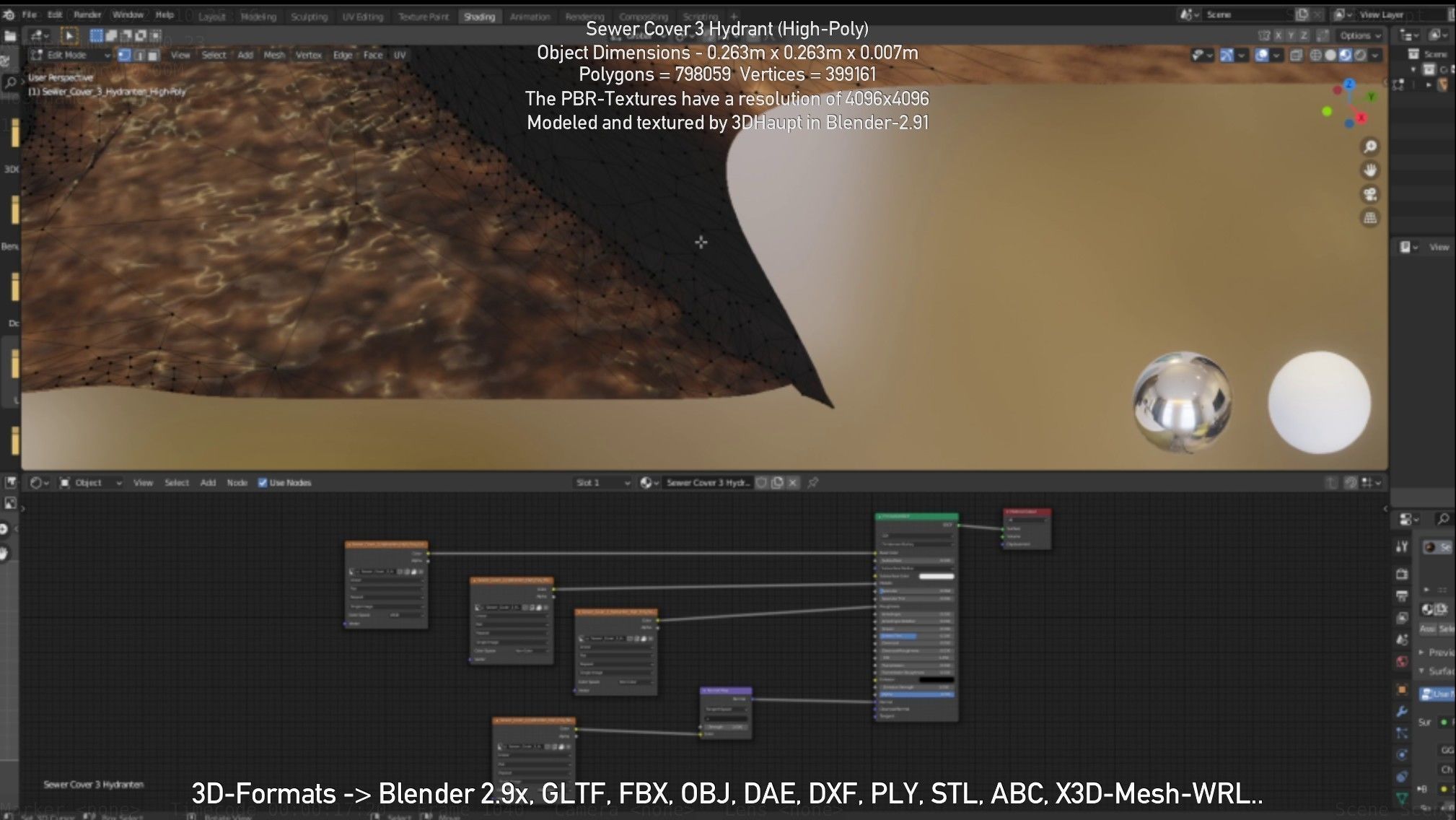 Sewer Cover 3 Hydrant High-Poly 3D model_107