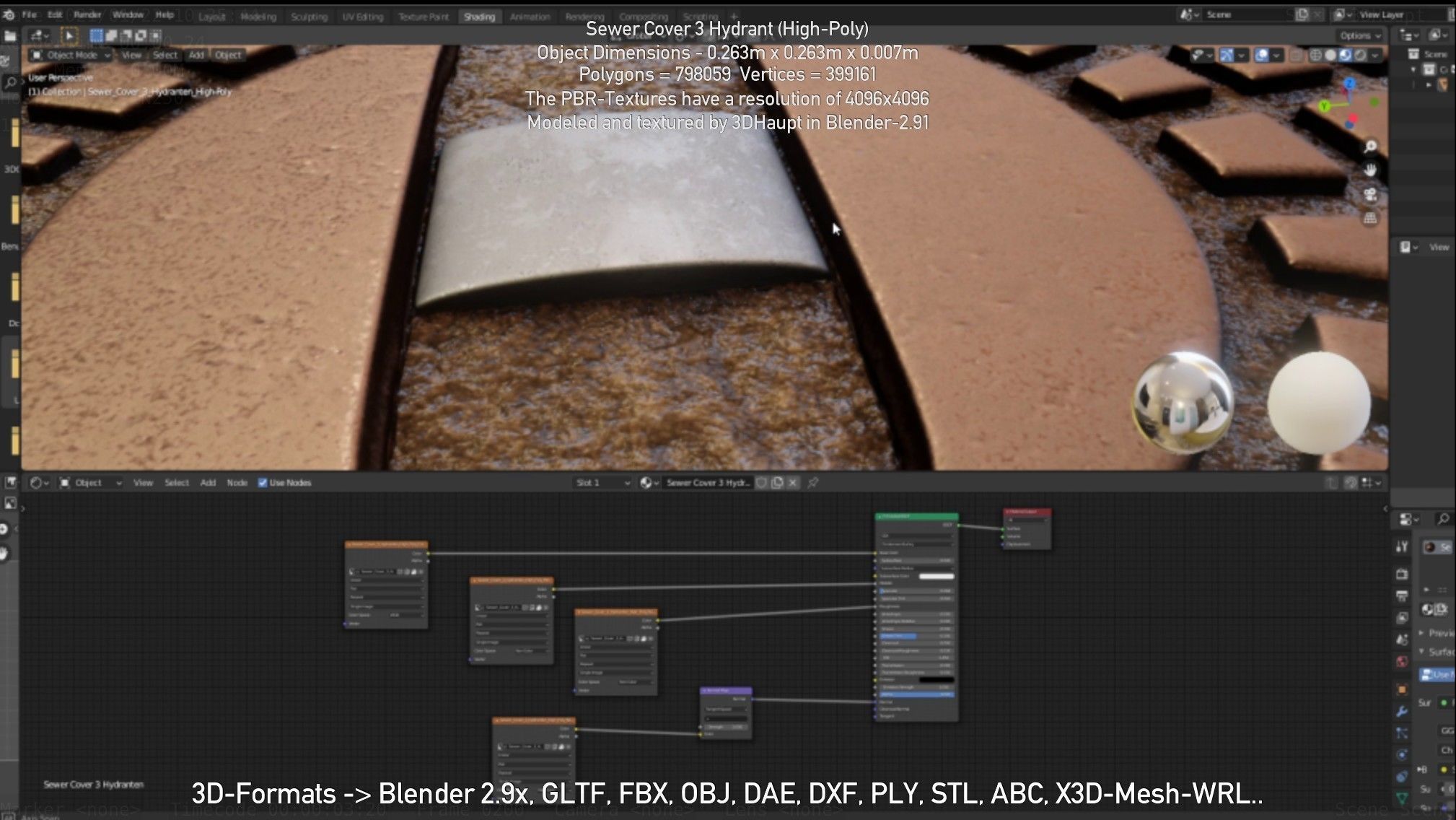 Sewer Cover 3 Hydrant High-Poly 3D model_21