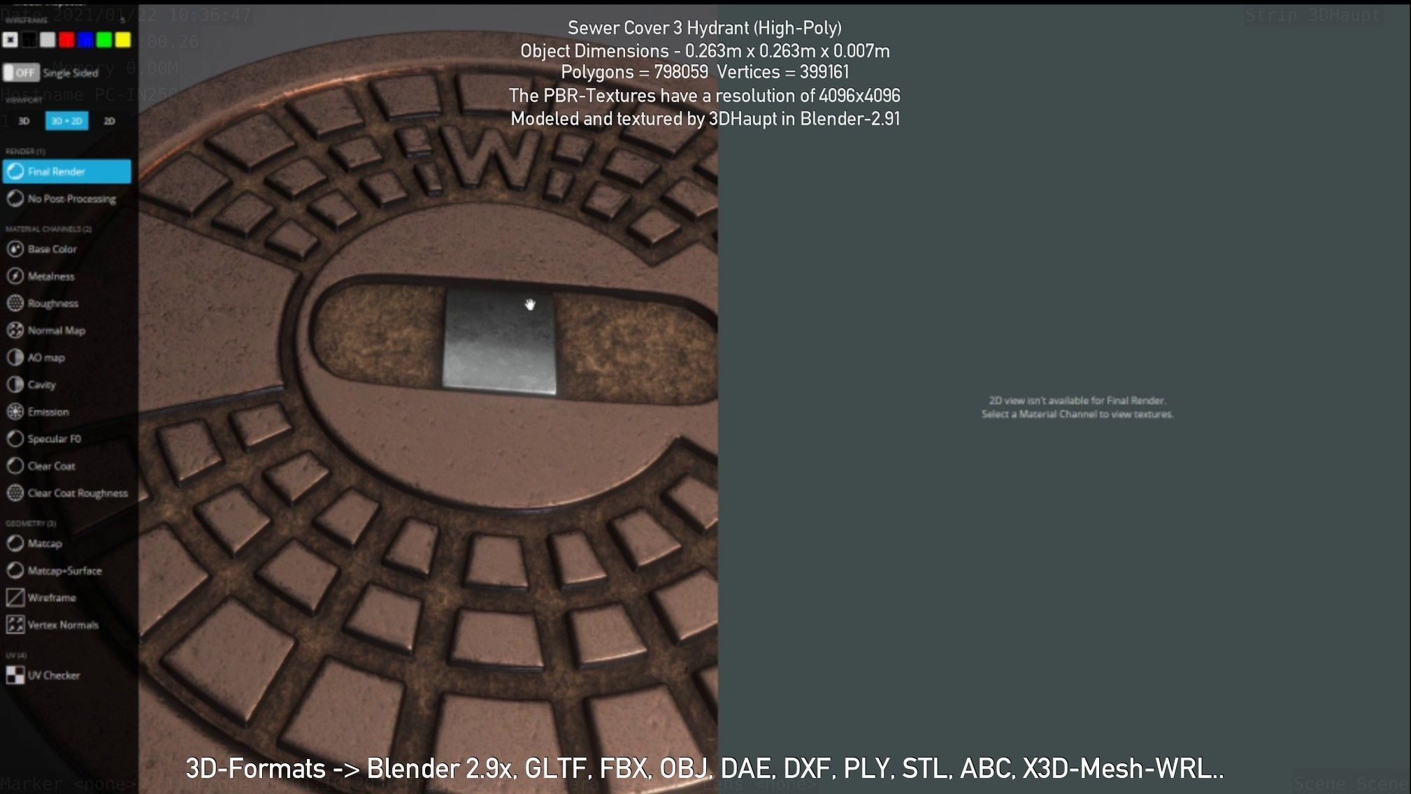 Sewer Cover 3 Hydrant High-Poly 3D model_81