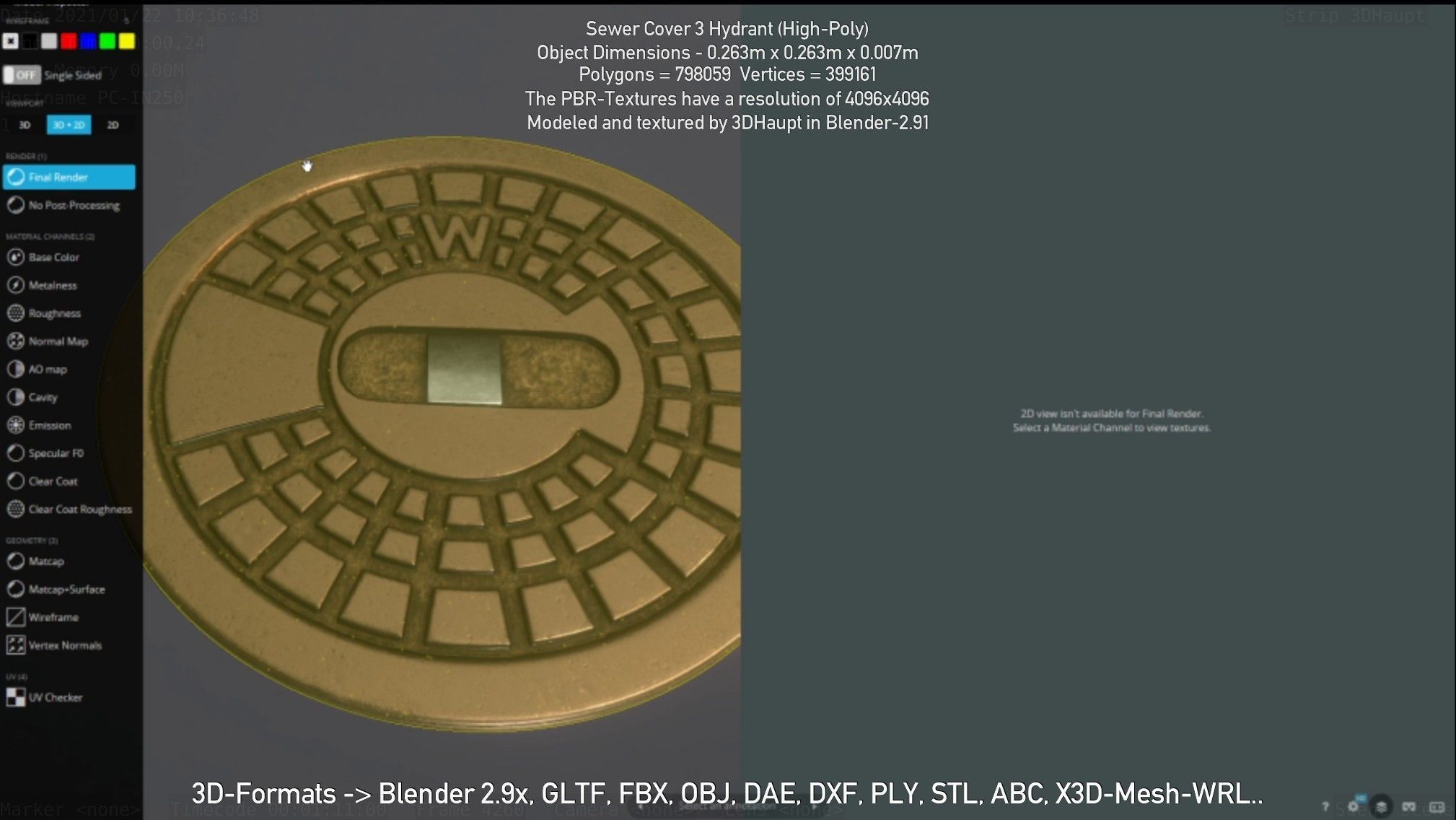 Sewer Cover 3 Hydrant High-Poly 3D model_44