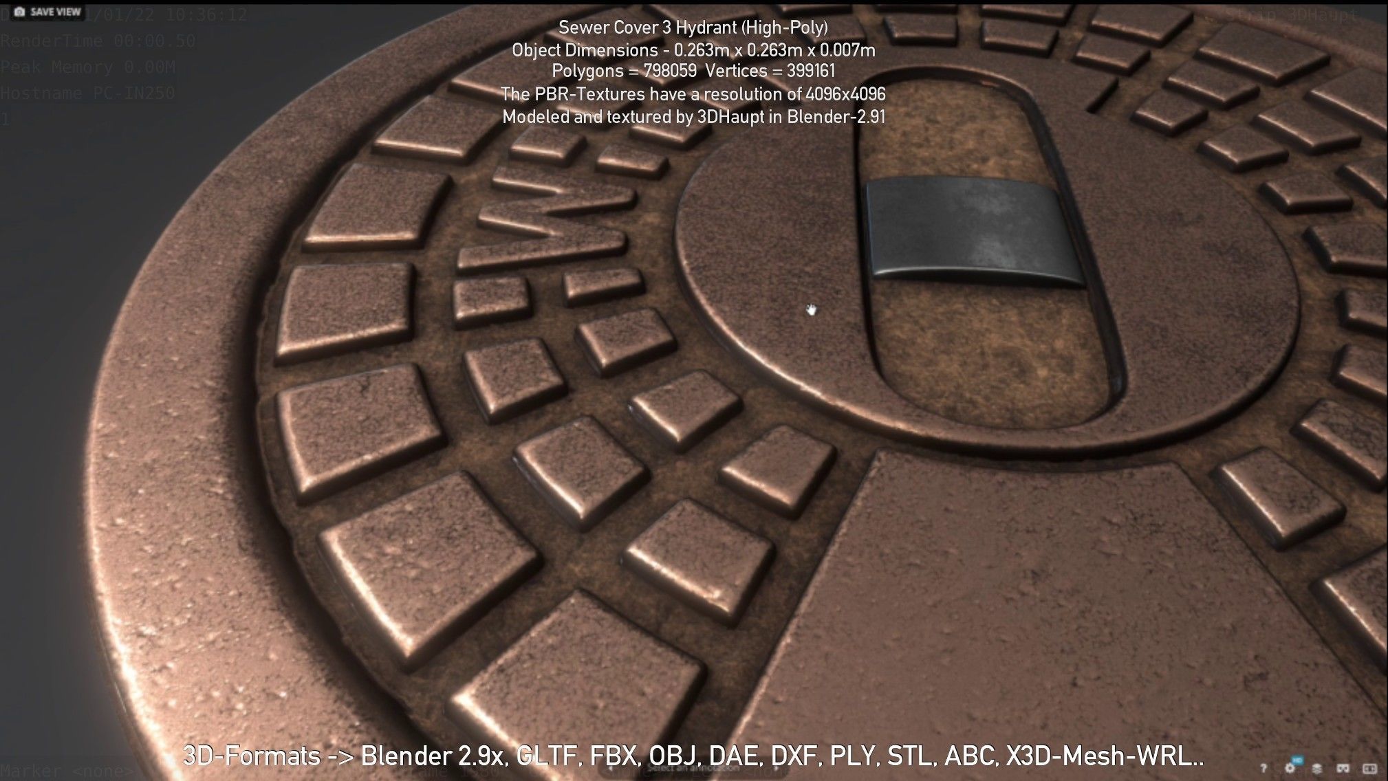 Sewer Cover 3 Hydrant High-Poly 3D model_139