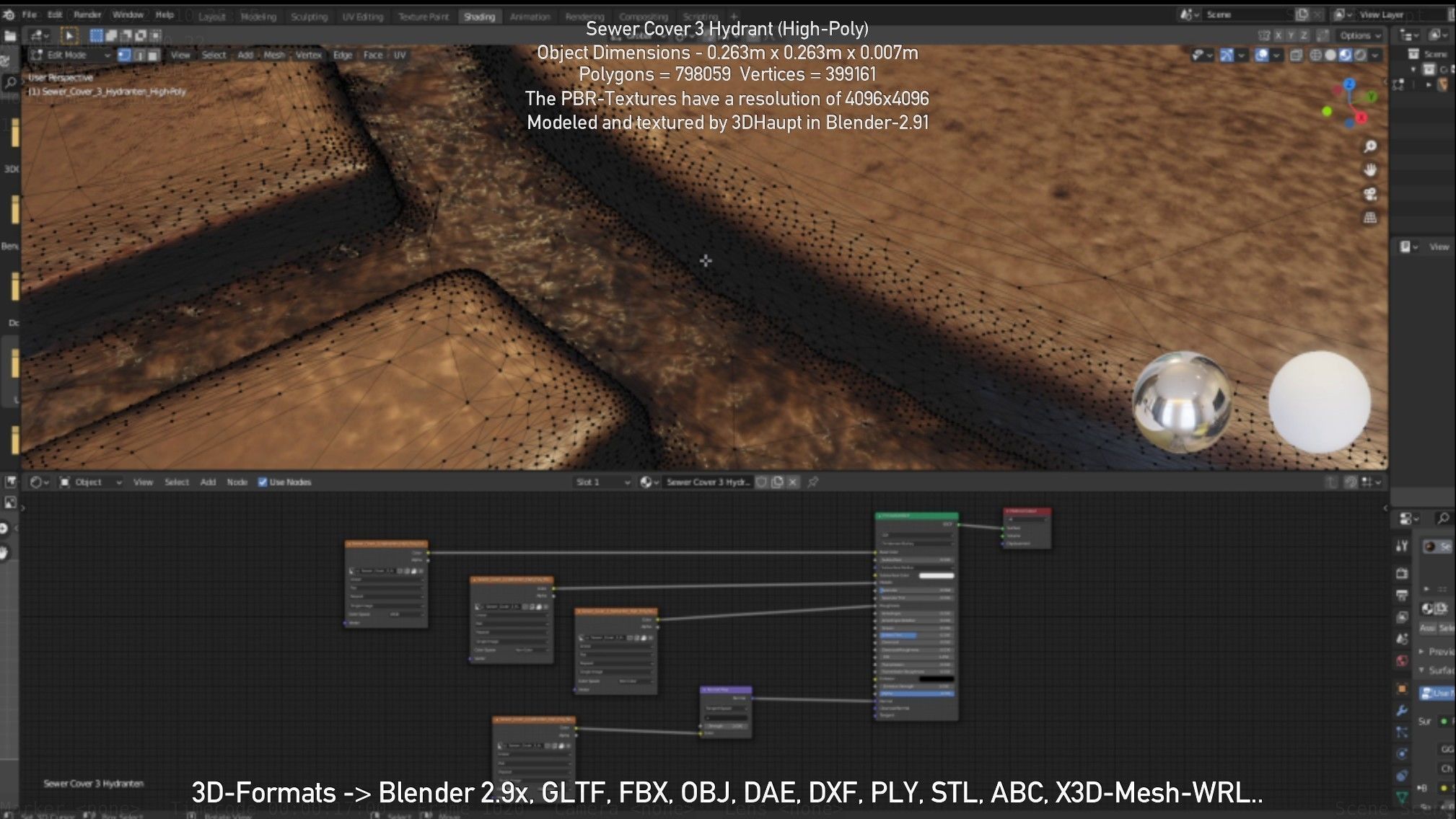 Sewer Cover 3 Hydrant High-Poly 3D model_76