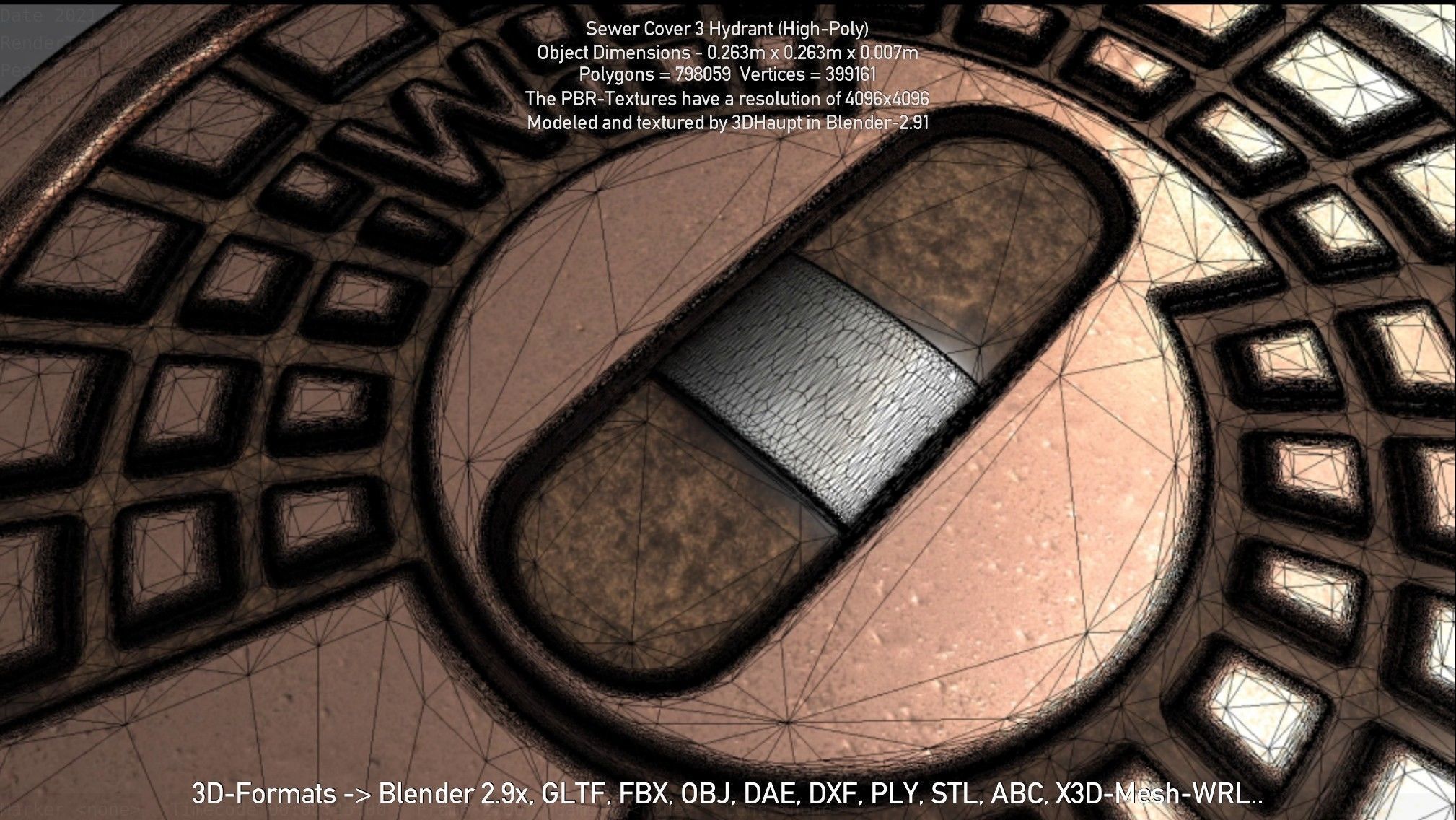 Sewer Cover 3 Hydrant High-Poly 3D model_69