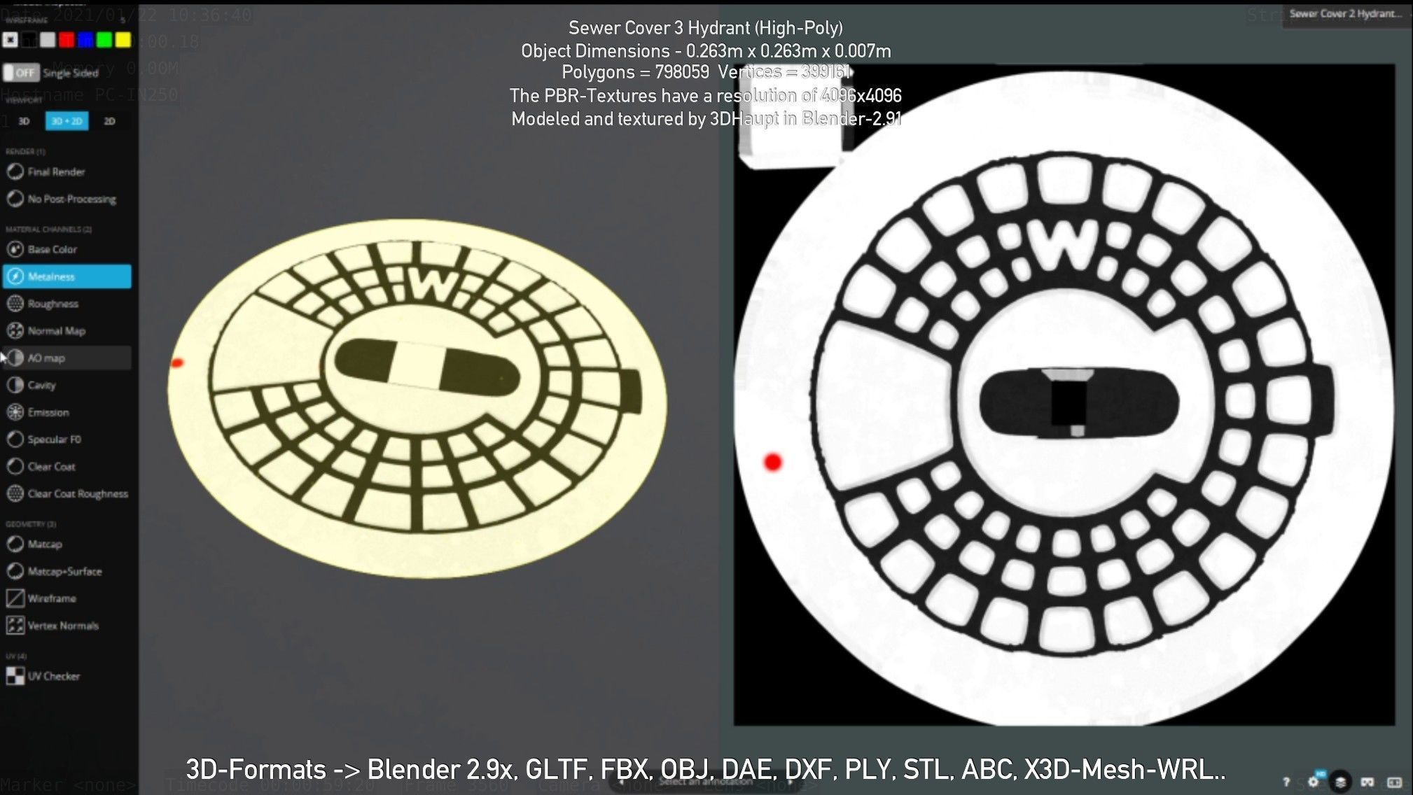 Sewer Cover 3 Hydrant High-Poly 3D model_38