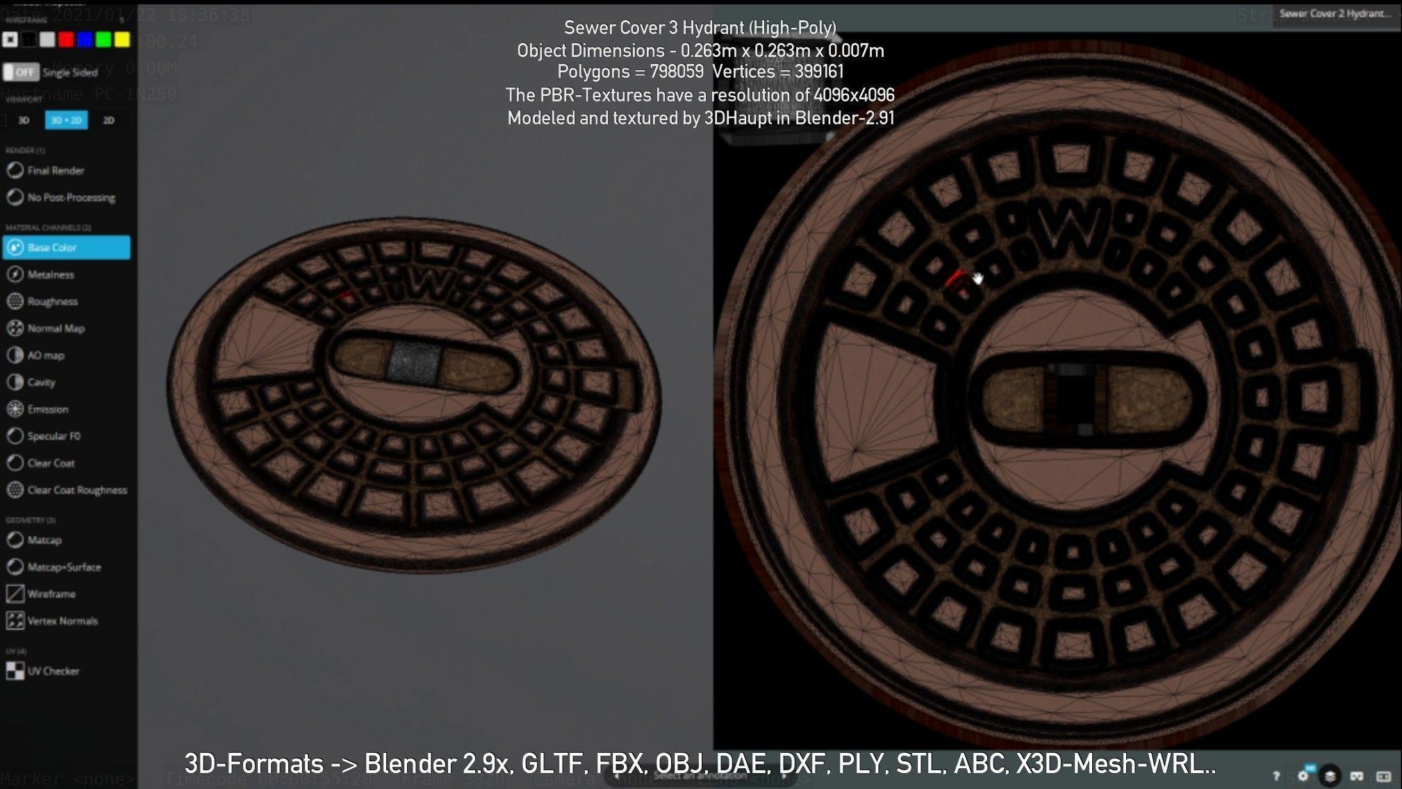 Sewer Cover 3 Hydrant High-Poly 3D model_112