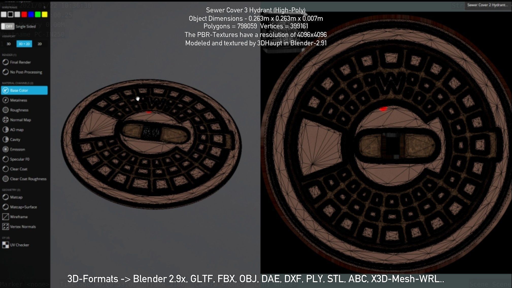Sewer Cover 3 Hydrant High-Poly 3D model_16