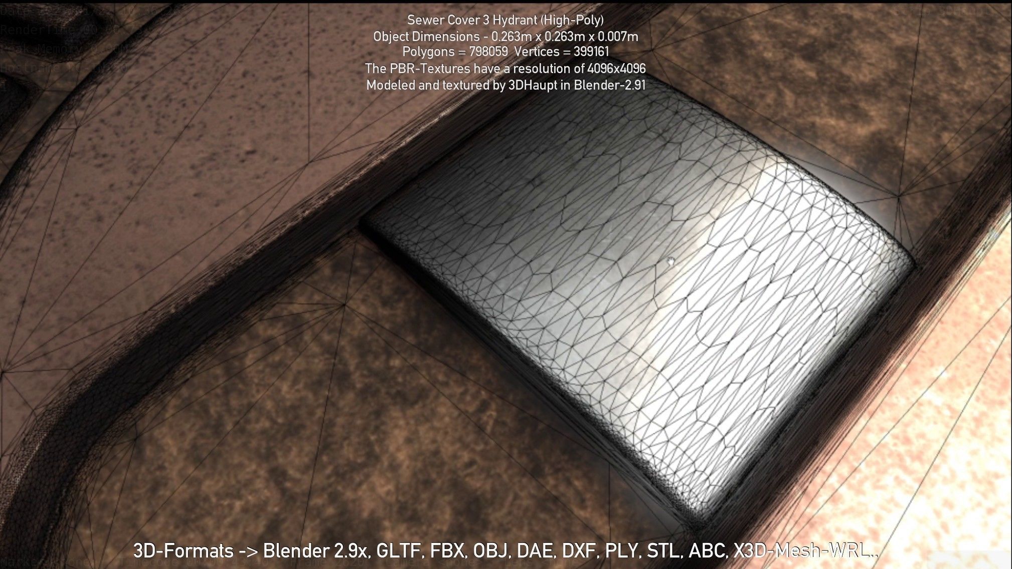 Sewer Cover 3 Hydrant High-Poly 3D model_14