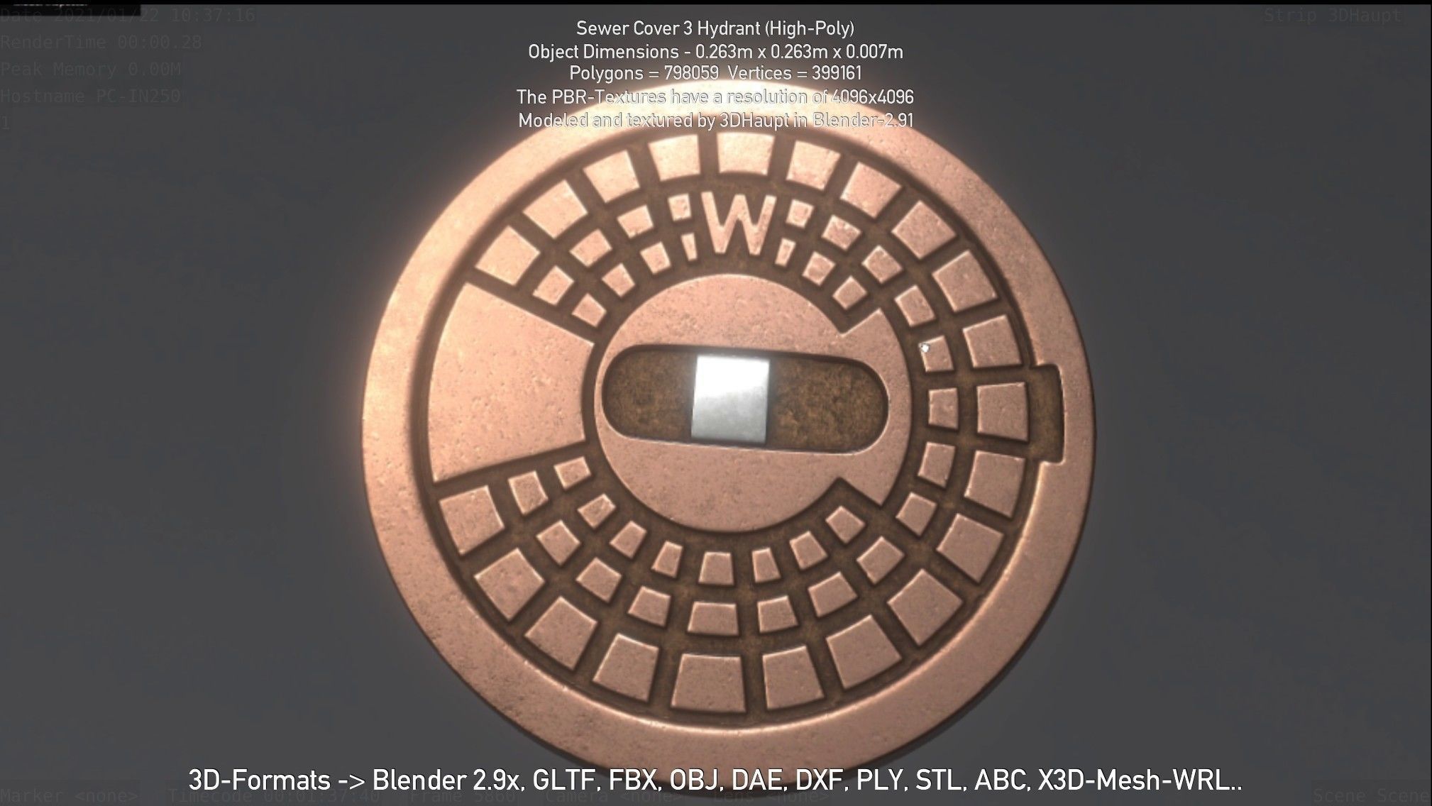 Sewer Cover 3 Hydrant High-Poly 3D model_94