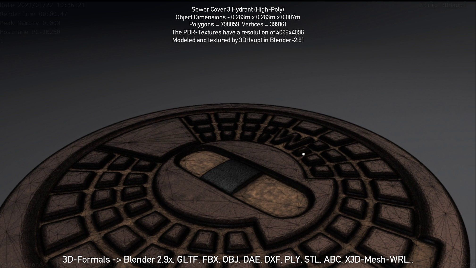 Sewer Cover 3 Hydrant High-Poly 3D model_141