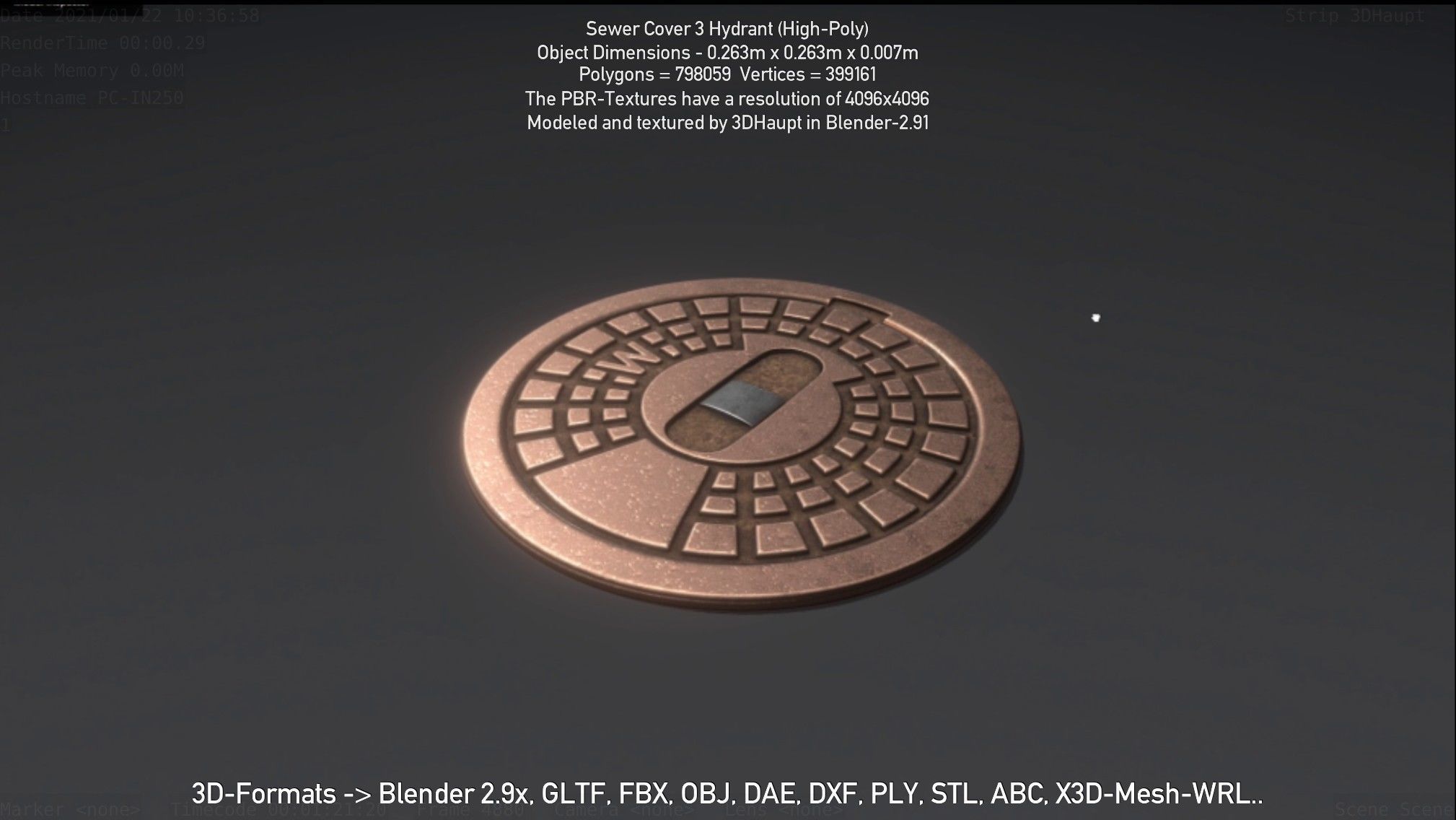 Sewer Cover 3 Hydrant High-Poly 3D model_87