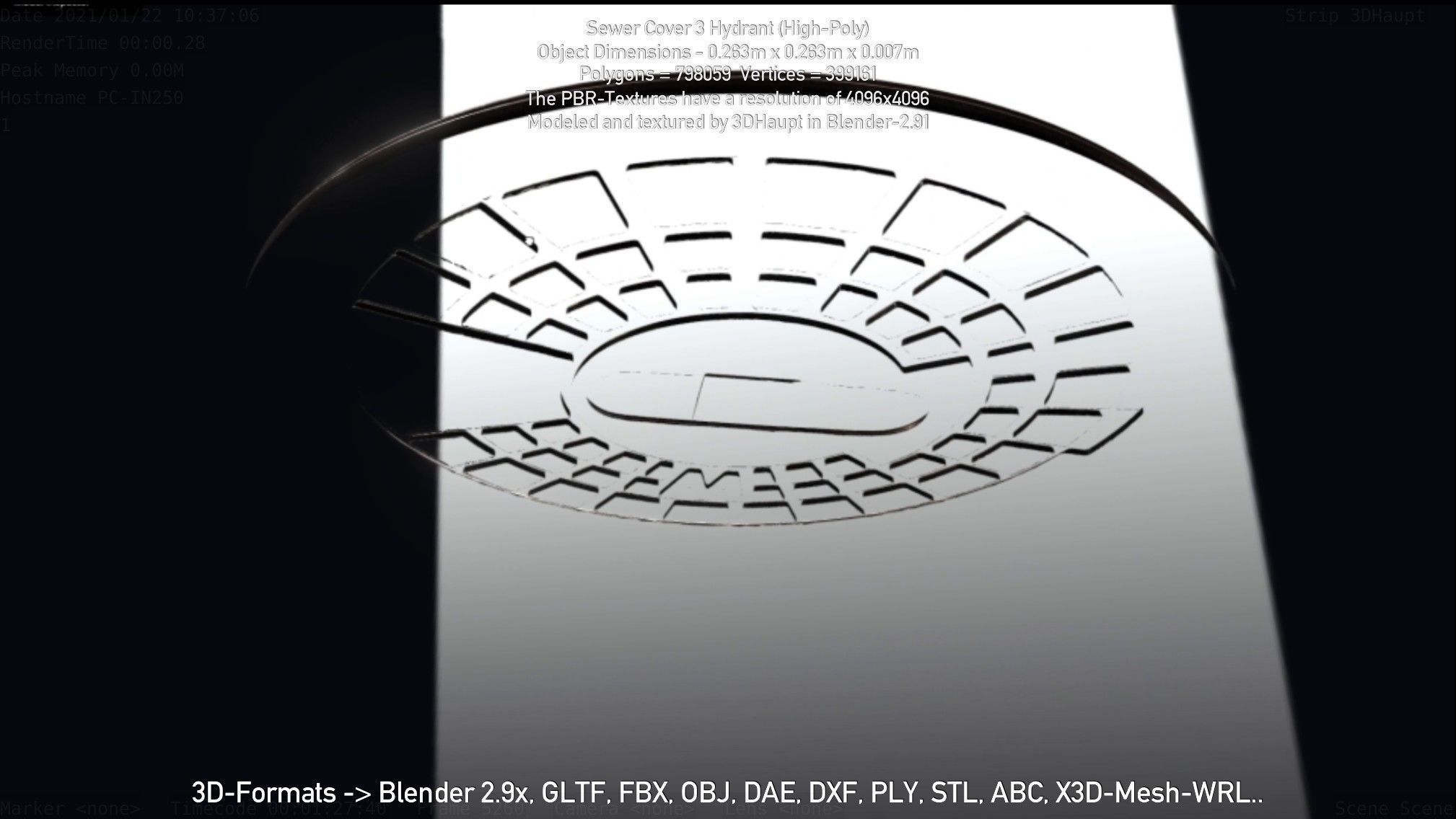 Sewer Cover 3 Hydrant High-Poly 3D model_124