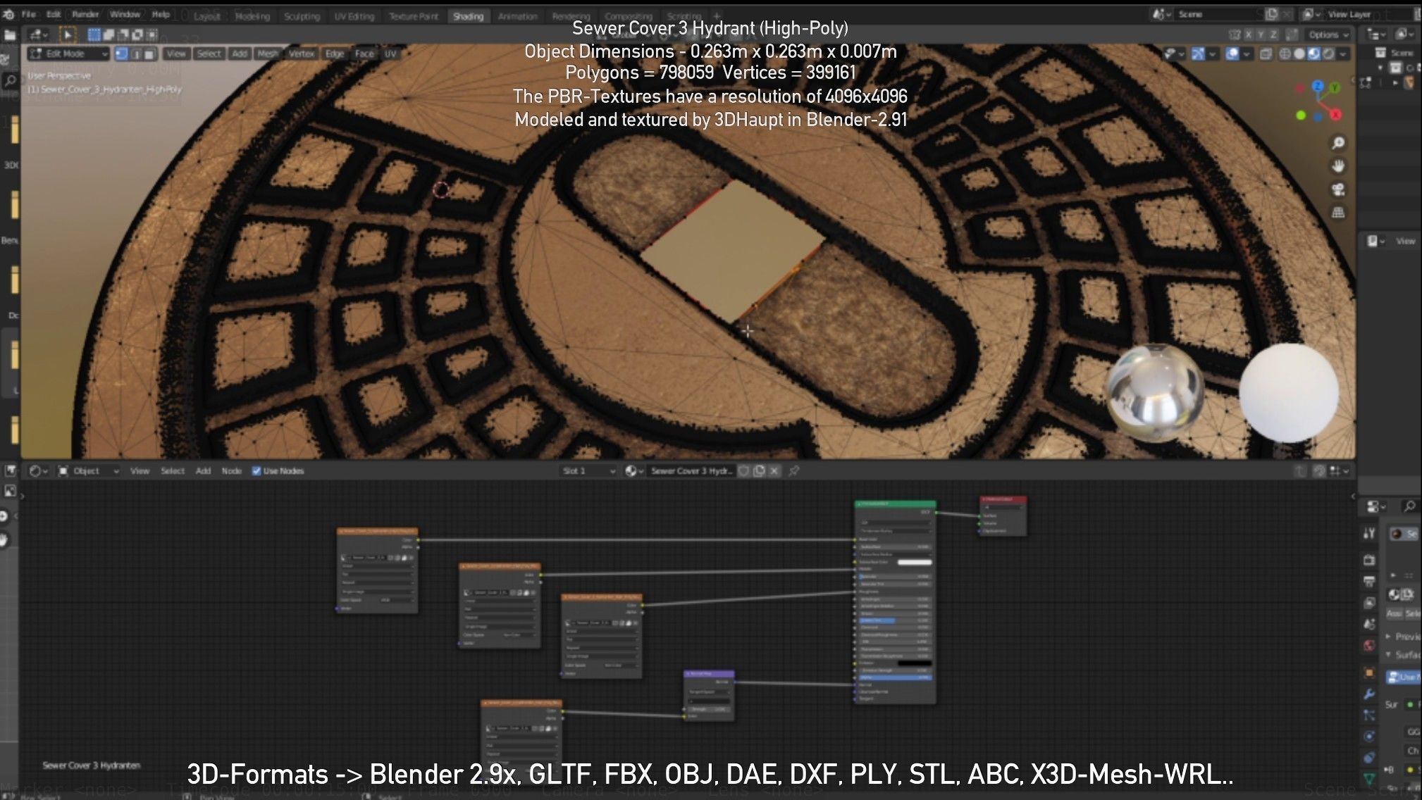 Sewer Cover 3 Hydrant High-Poly 3D model_136