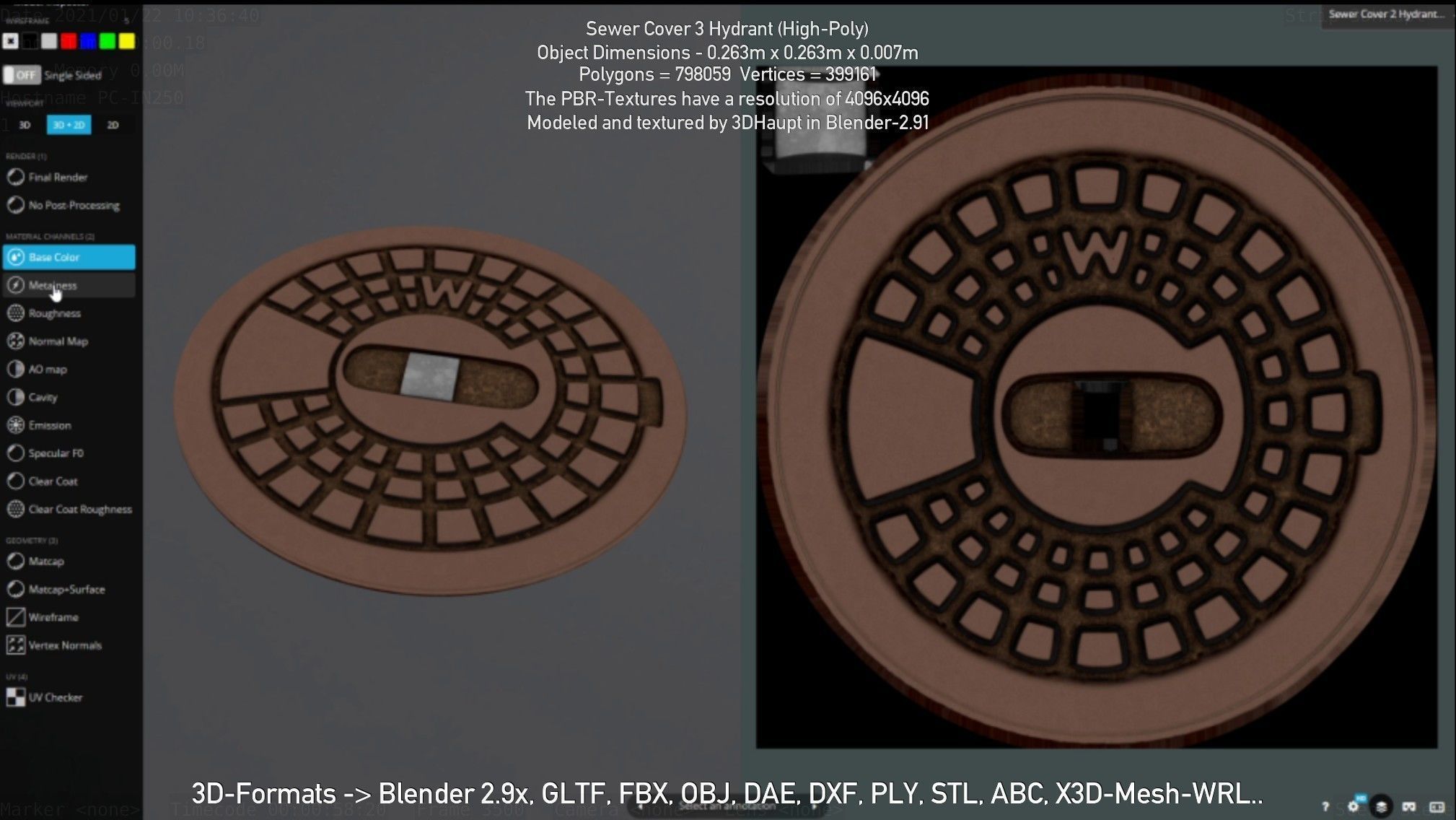 Sewer Cover 3 Hydrant High-Poly 3D model_75