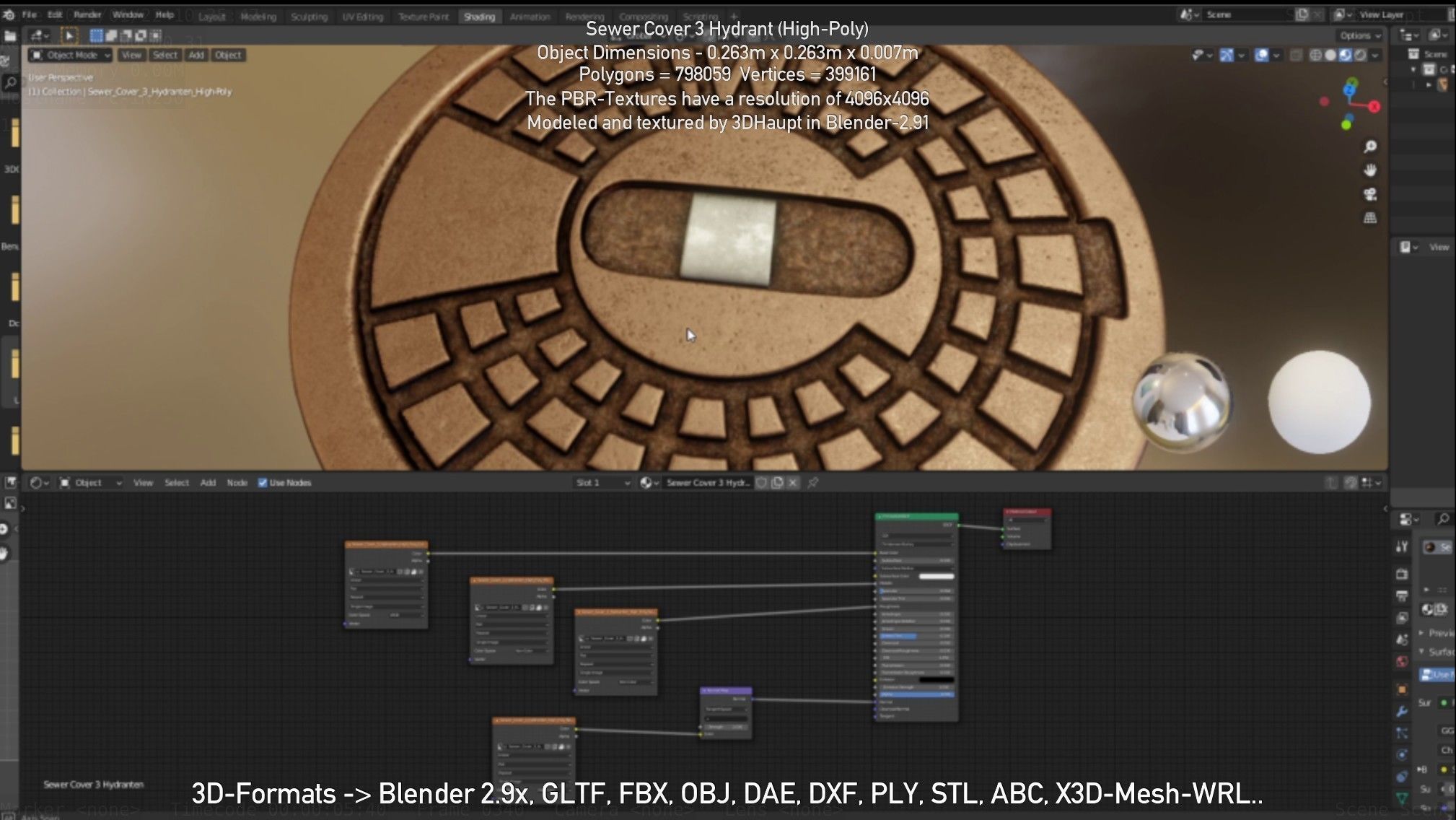 Sewer Cover 3 Hydrant High-Poly 3D model_32