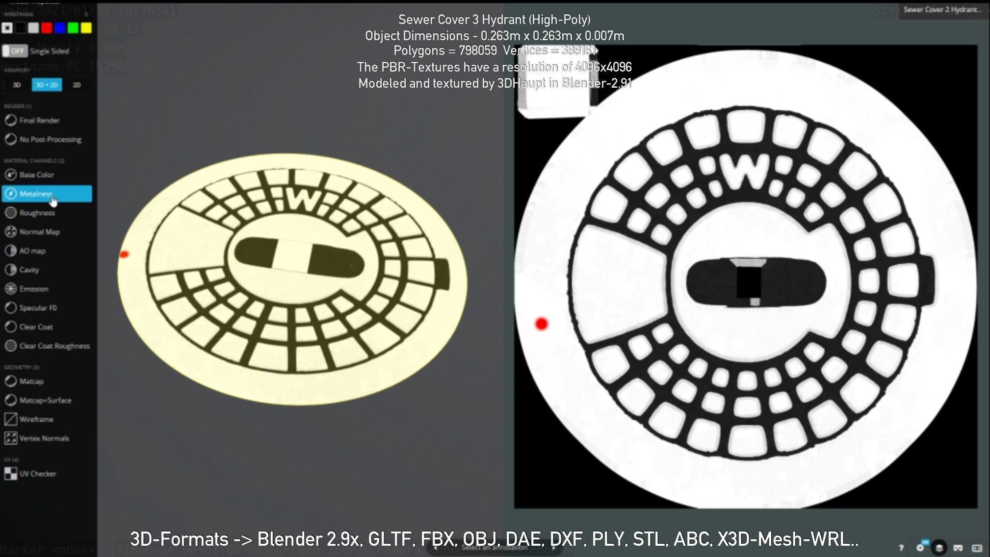 Sewer Cover 3 Hydrant High-Poly 3D model_113