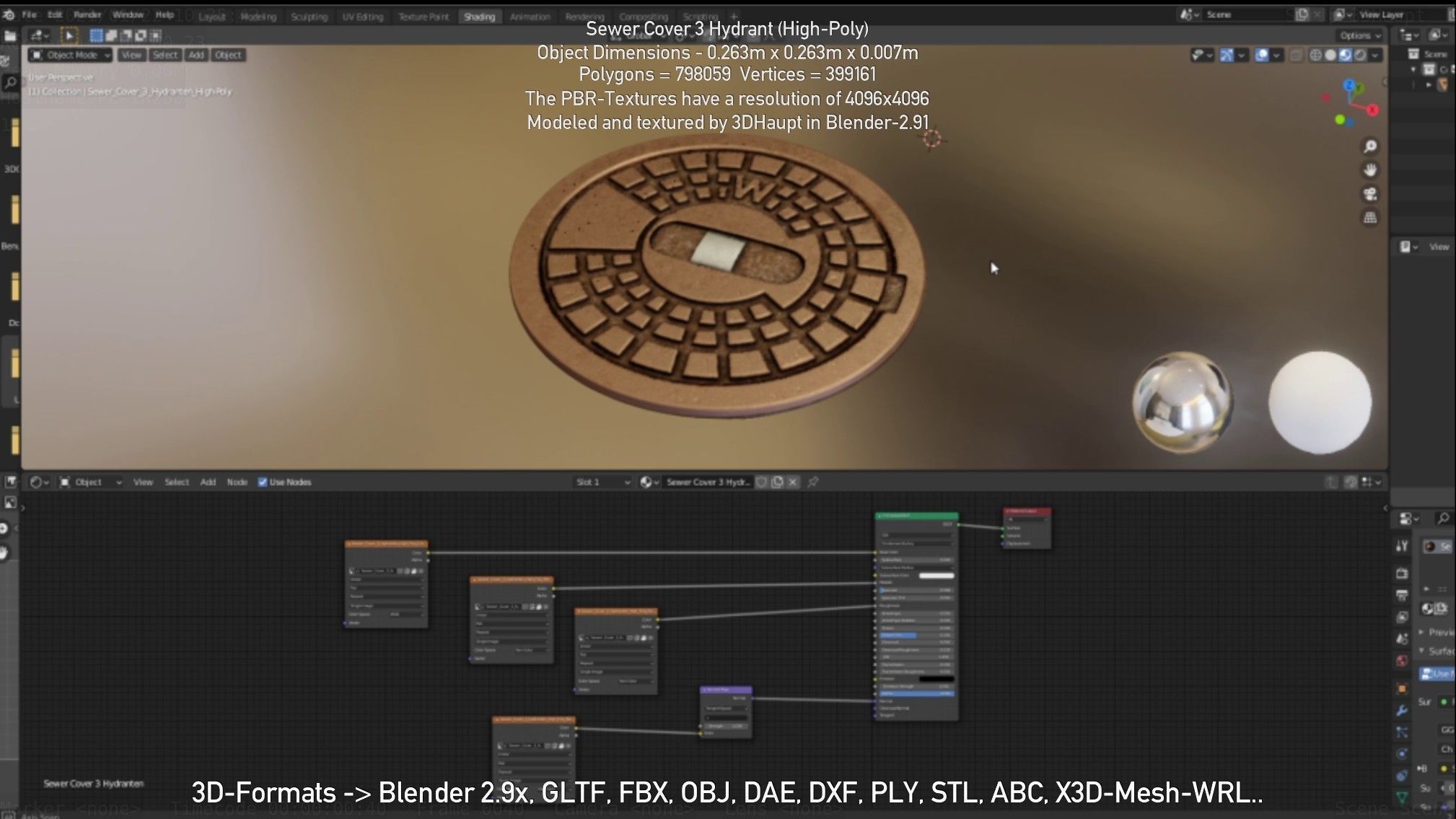 Sewer Cover 3 Hydrant High-Poly 3D model_95