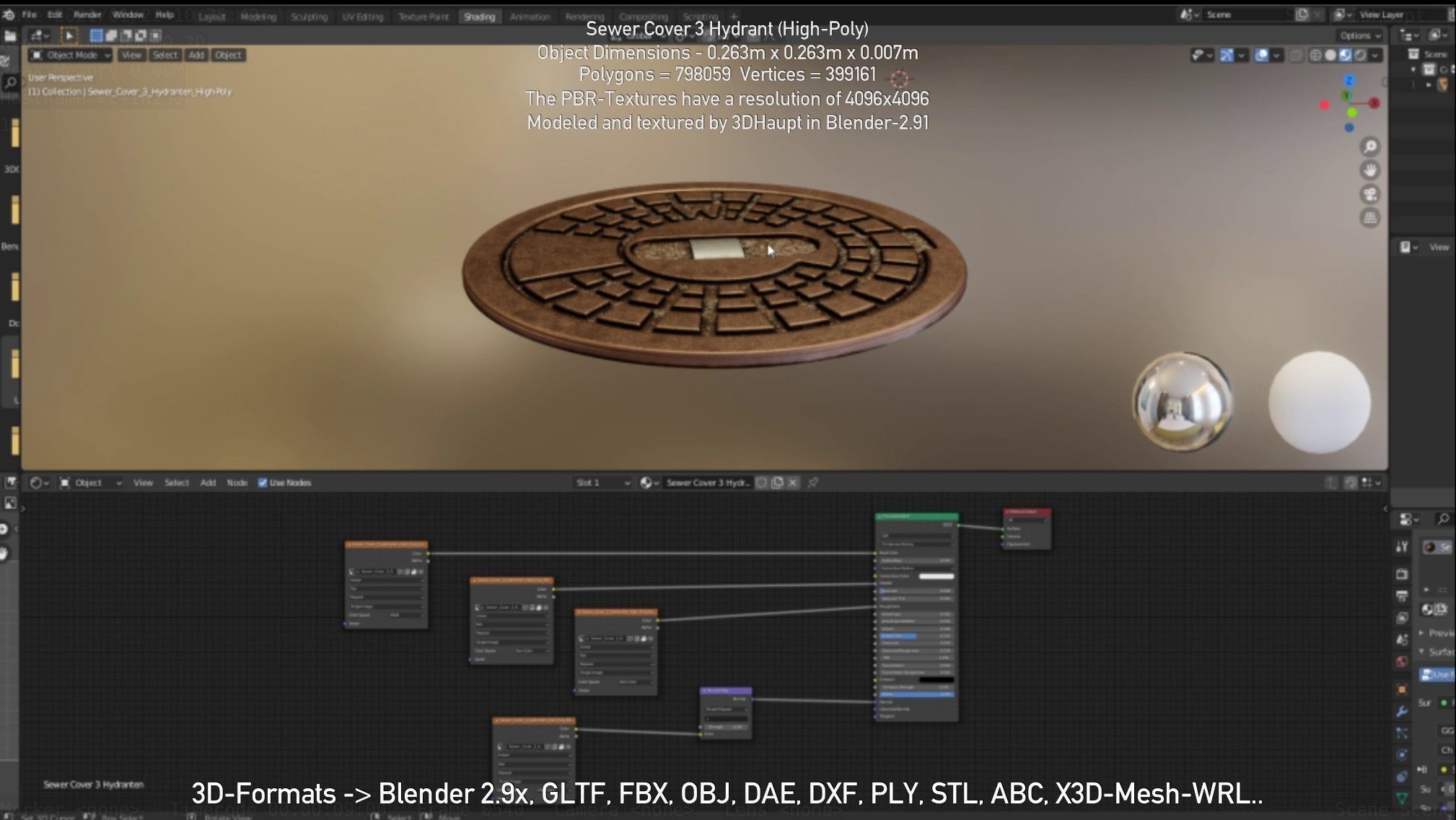 Sewer Cover 3 Hydrant High-Poly 3D model_134