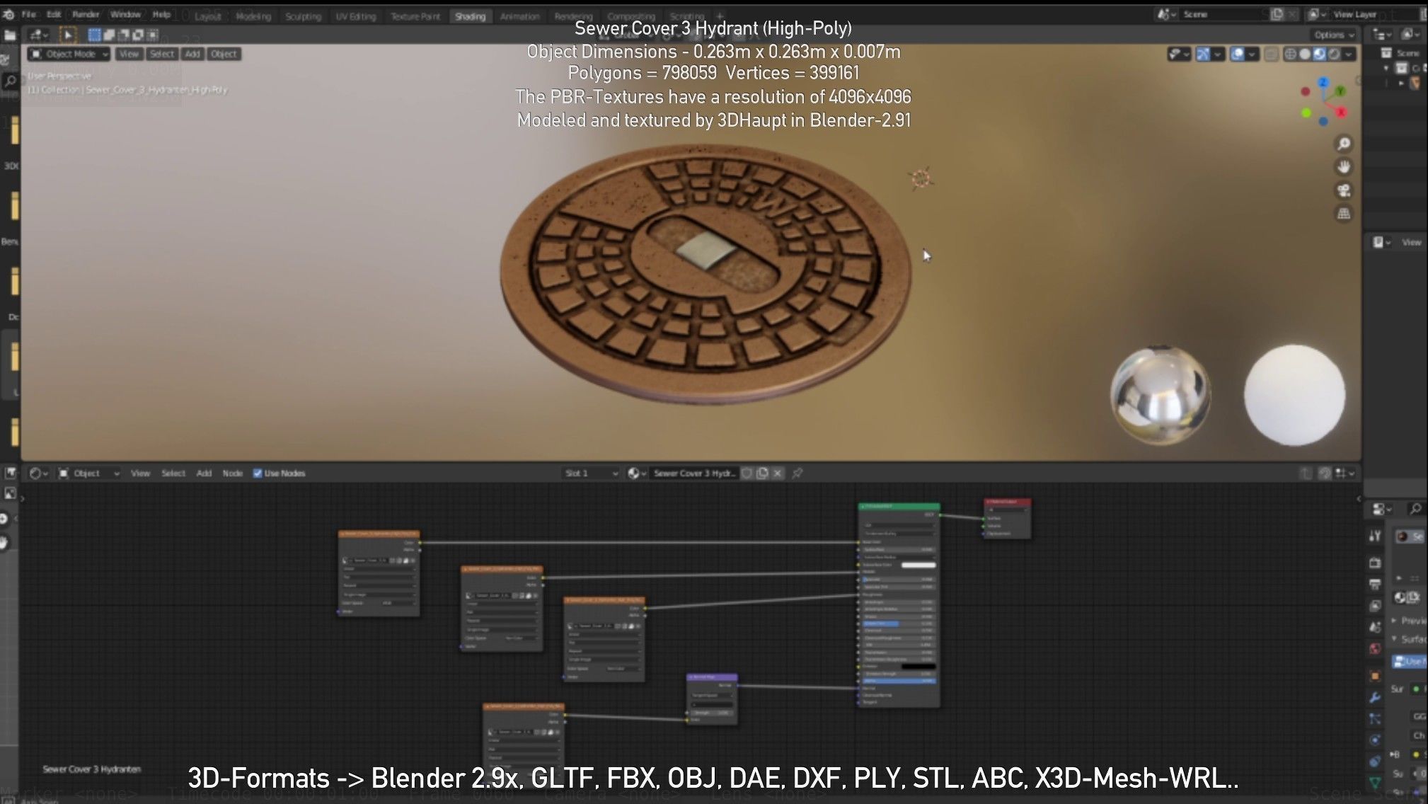 Sewer Cover 3 Hydrant High-Poly 3D model_59