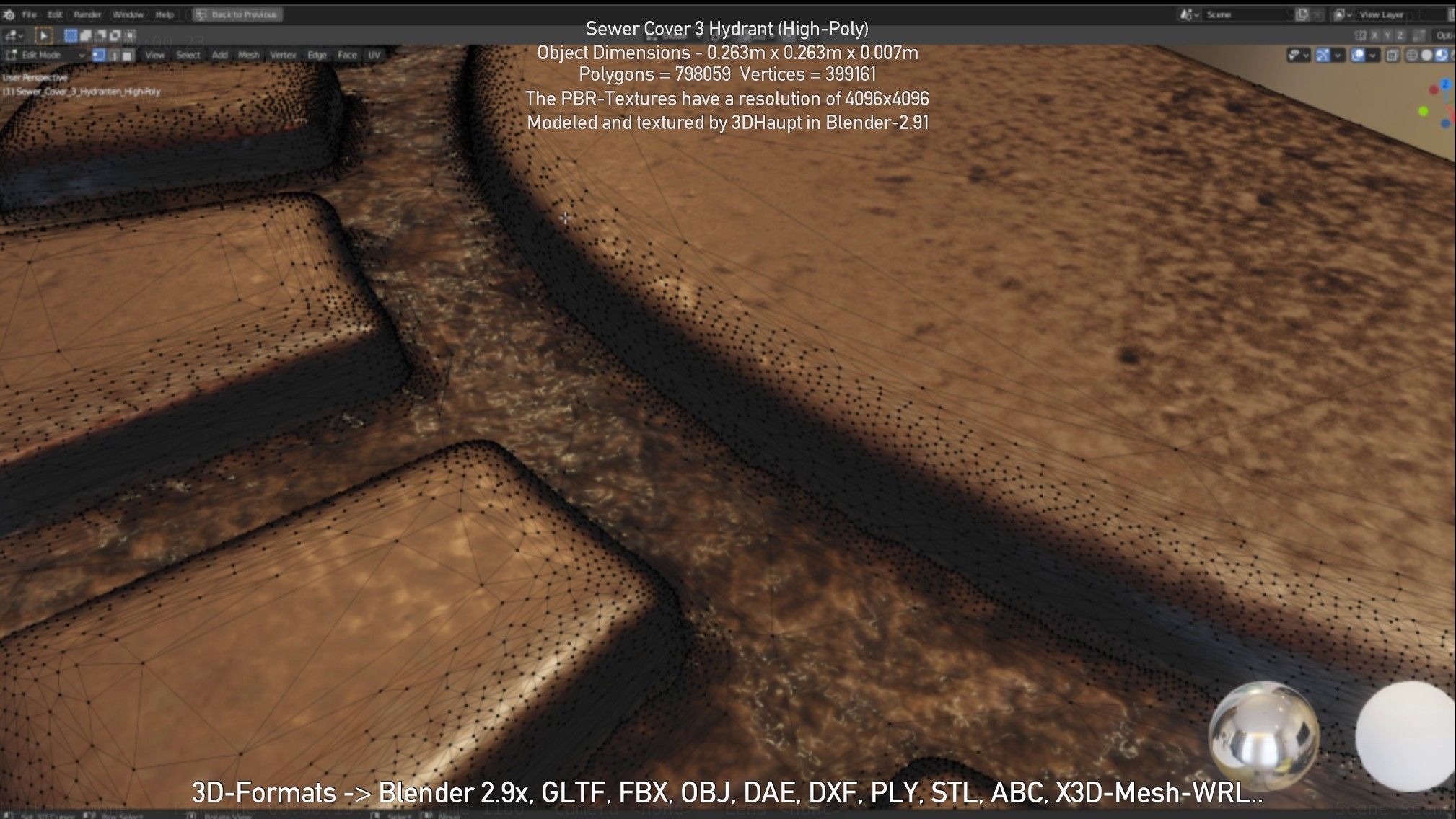 Sewer Cover 3 Hydrant High-Poly 3D model_88