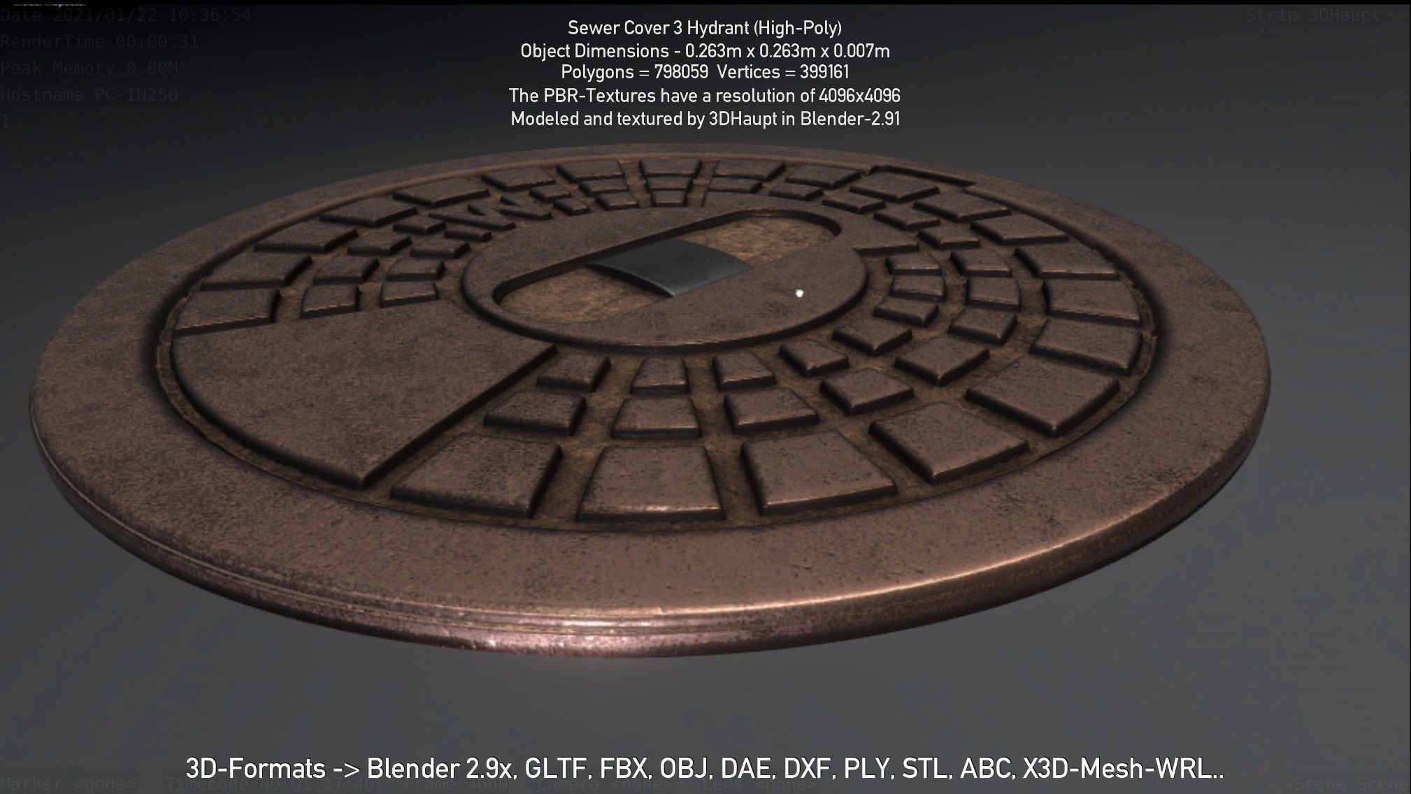 Sewer Cover 3 Hydrant High-Poly 3D model_85