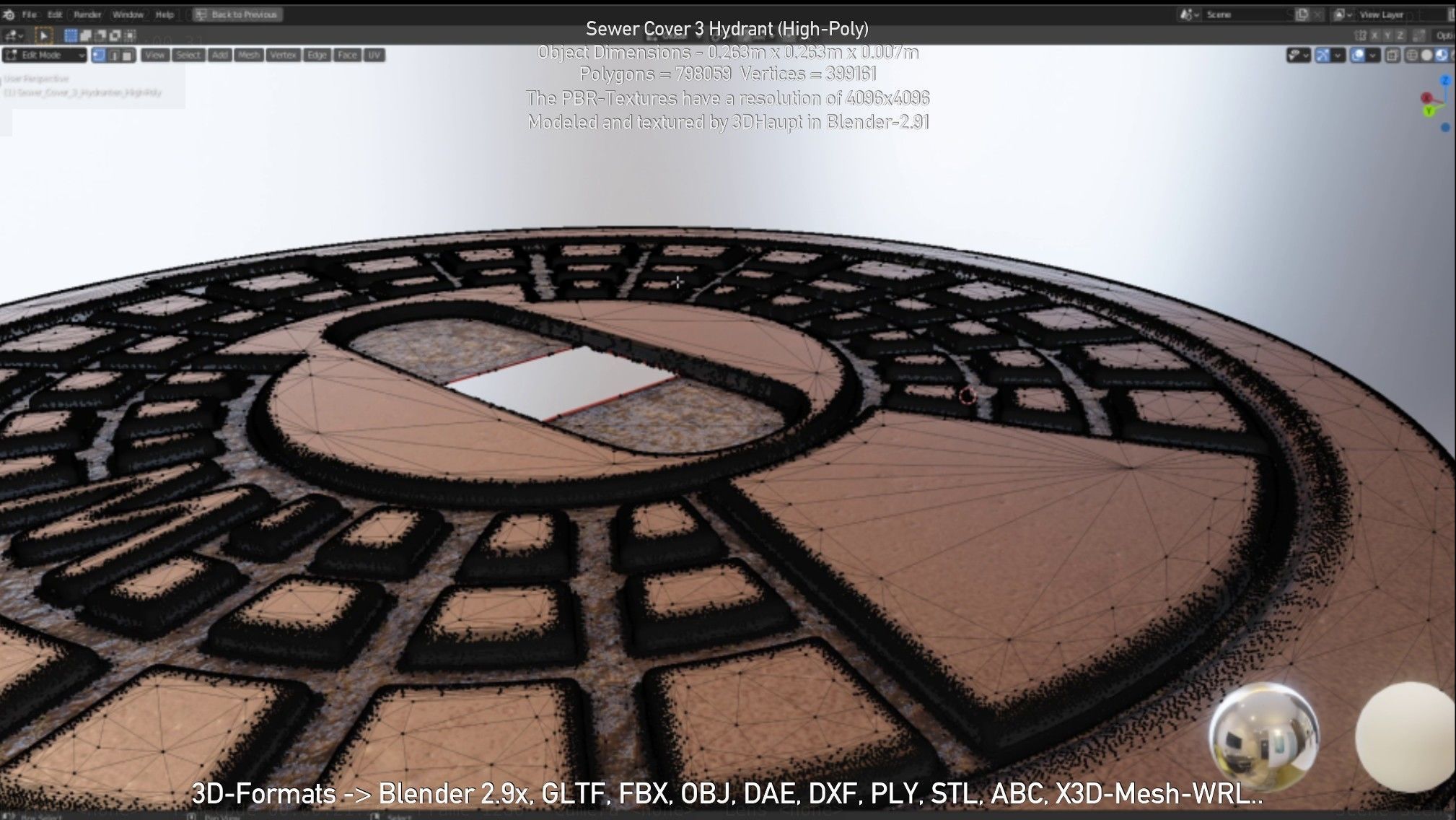 Sewer Cover 3 Hydrant High-Poly 3D model_98