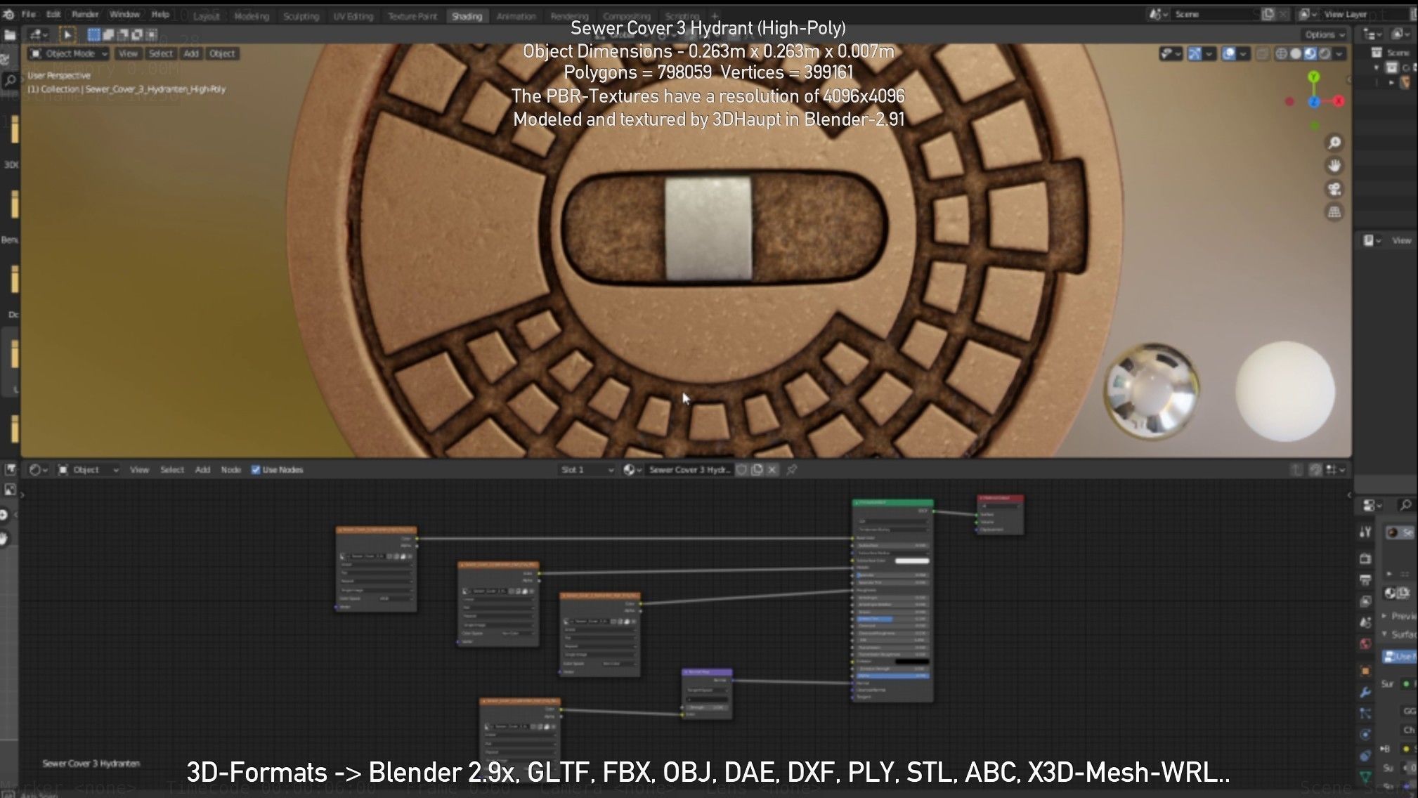Sewer Cover 3 Hydrant High-Poly 3D model_97
