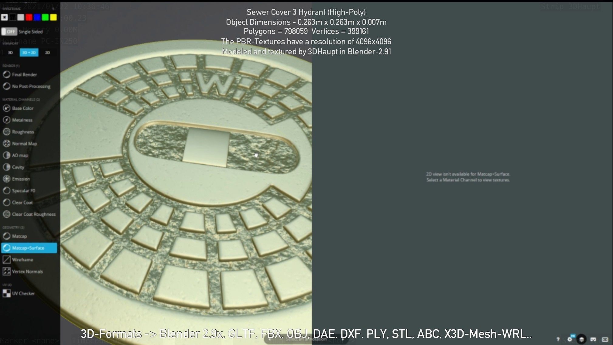 Sewer Cover 3 Hydrant High-Poly 3D model_42