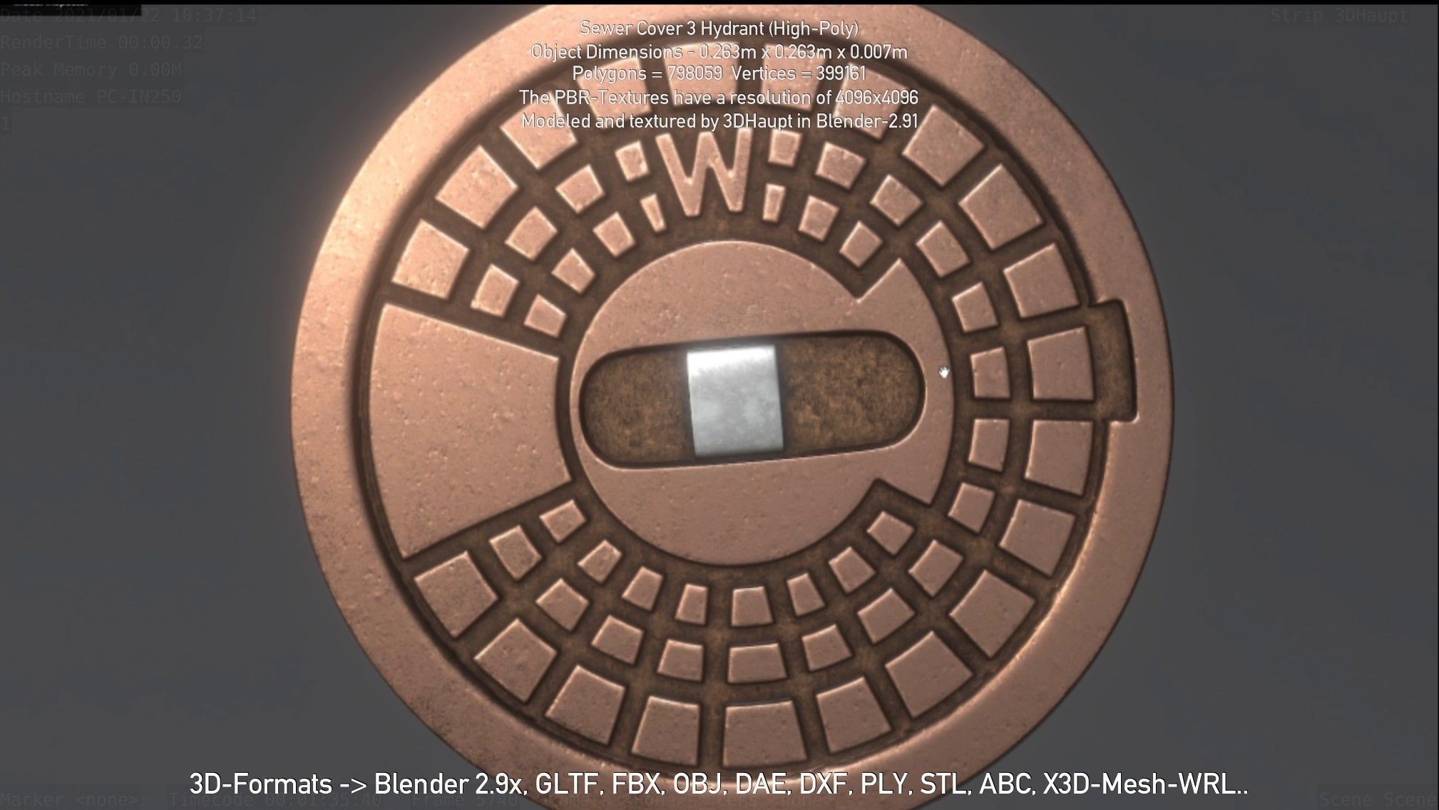 Sewer Cover 3 Hydrant High-Poly 3D model_83