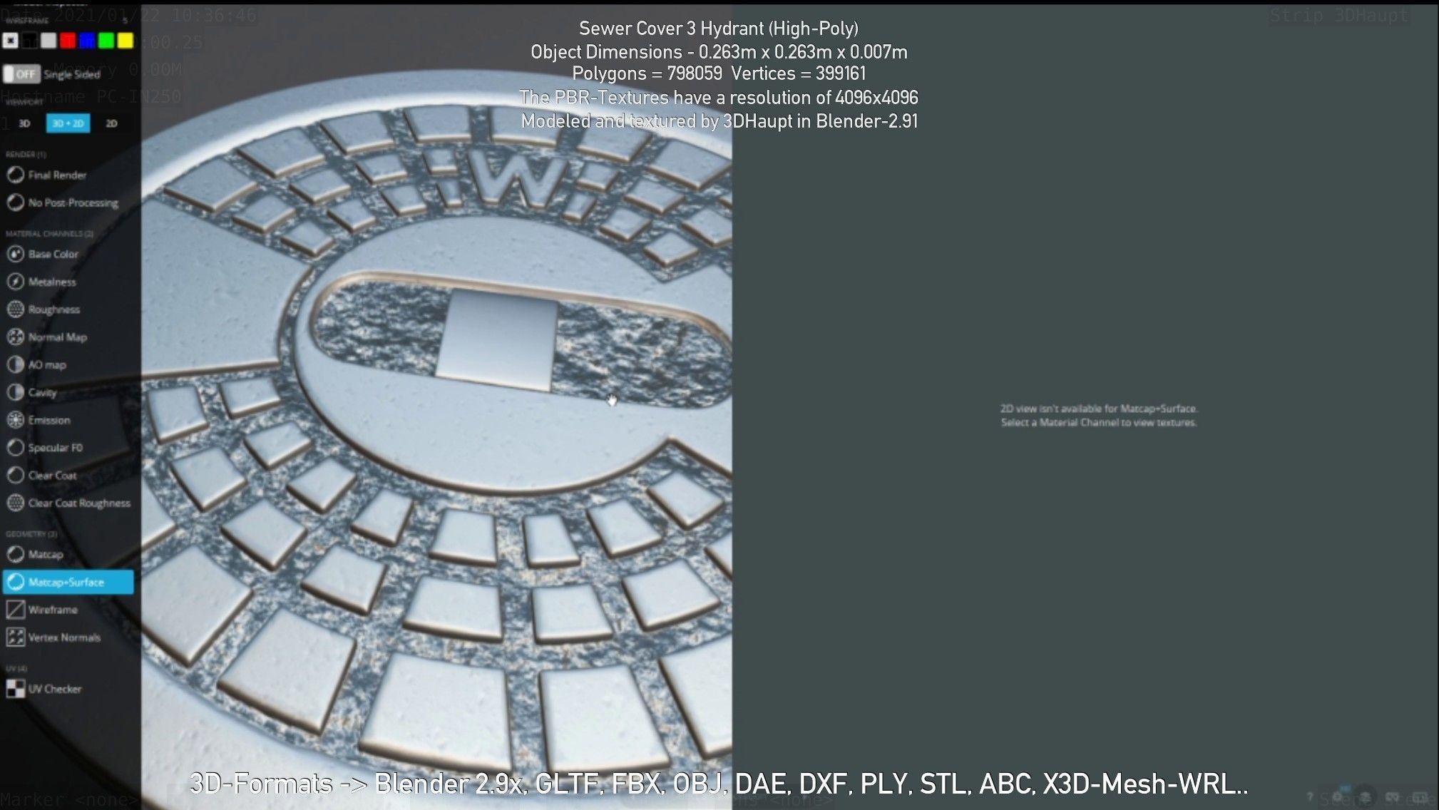 Sewer Cover 3 Hydrant High-Poly 3D model_116