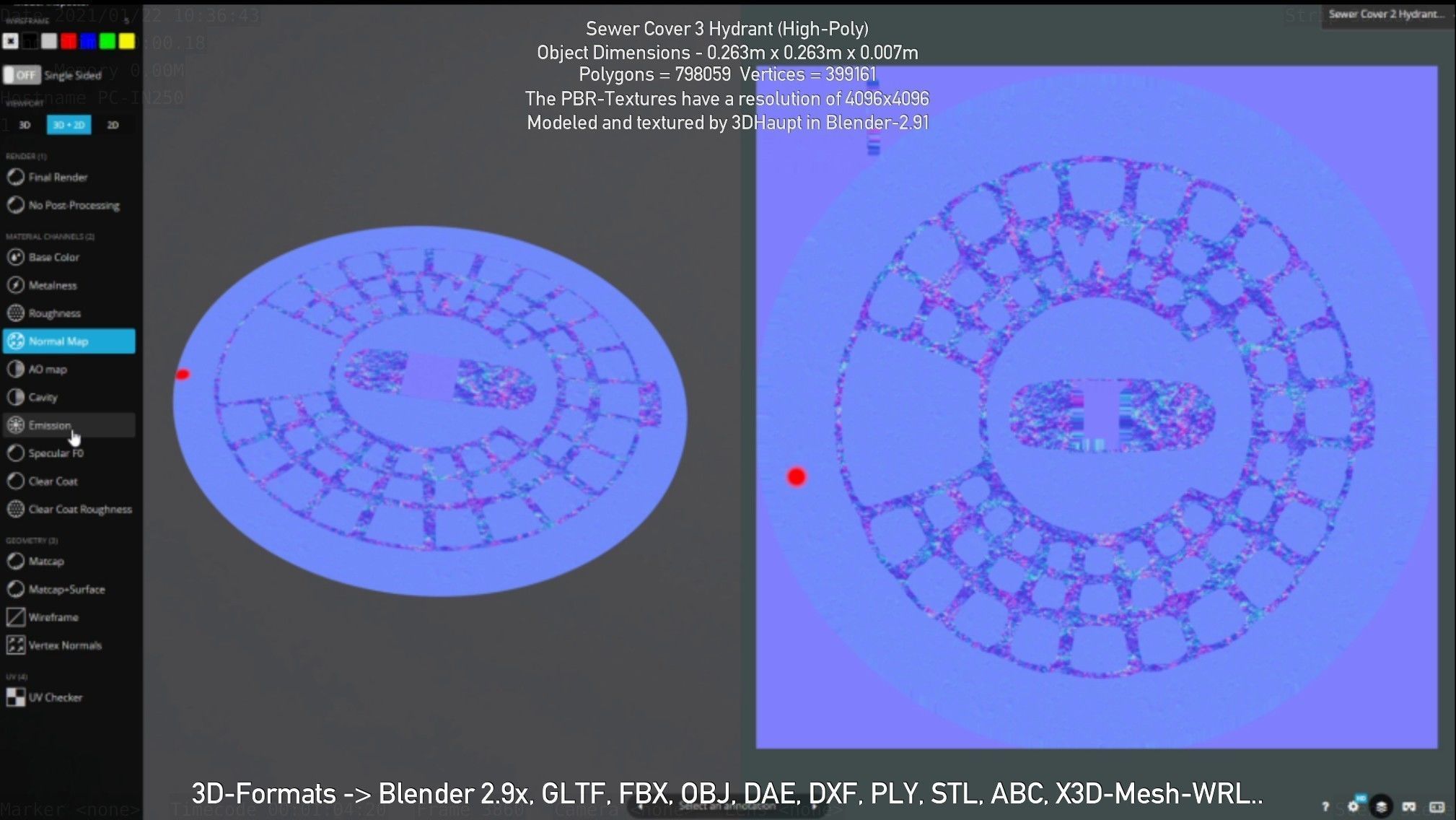 Sewer Cover 3 Hydrant High-Poly 3D model_40