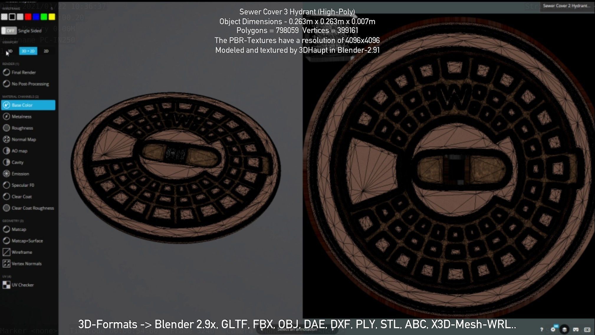 Sewer Cover 3 Hydrant High-Poly 3D model_73