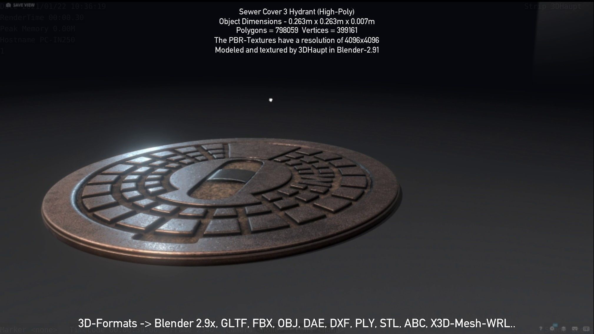 Sewer Cover 3 Hydrant High-Poly 3D model_128