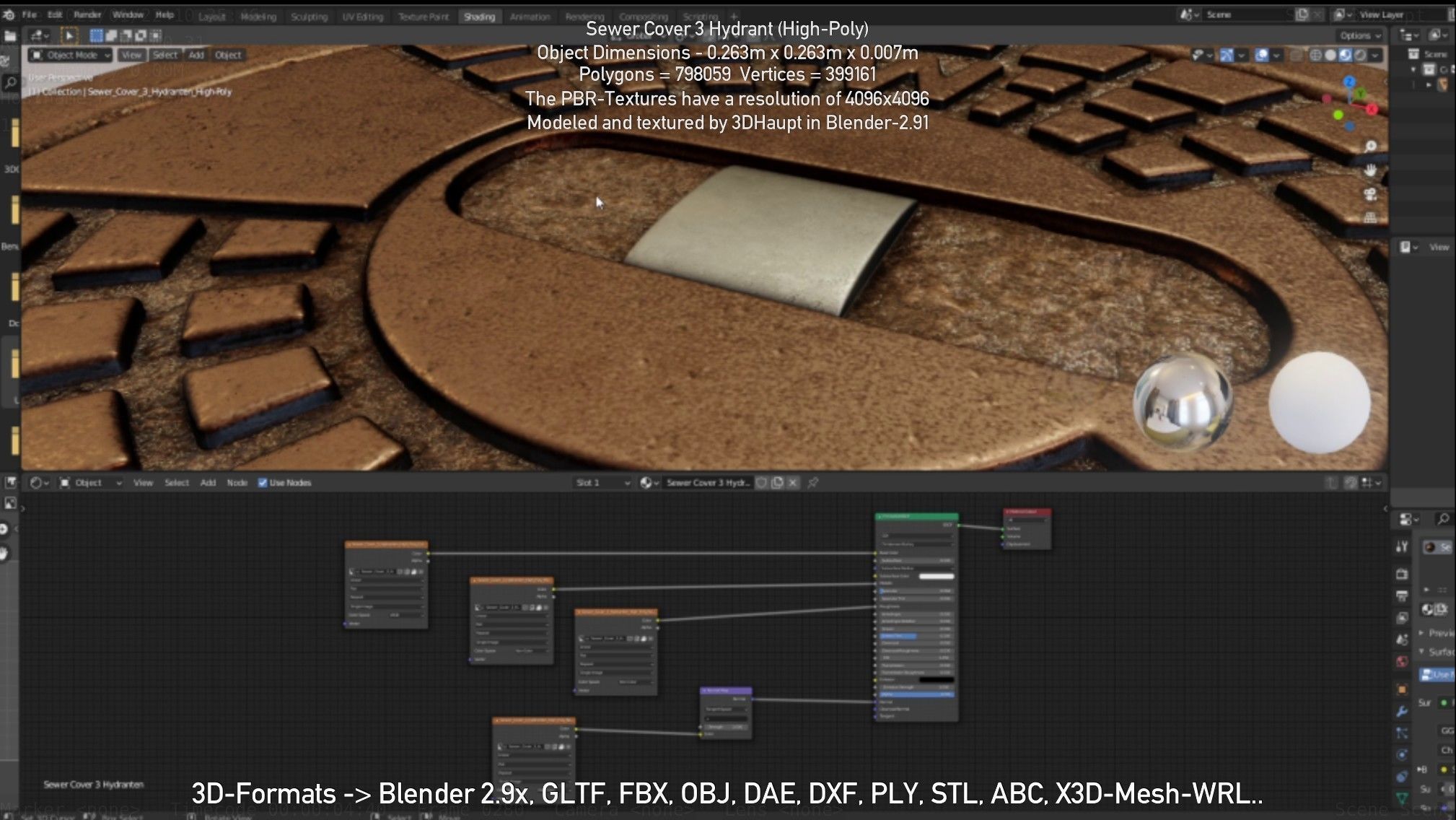 Sewer Cover 3 Hydrant High-Poly 3D model_9