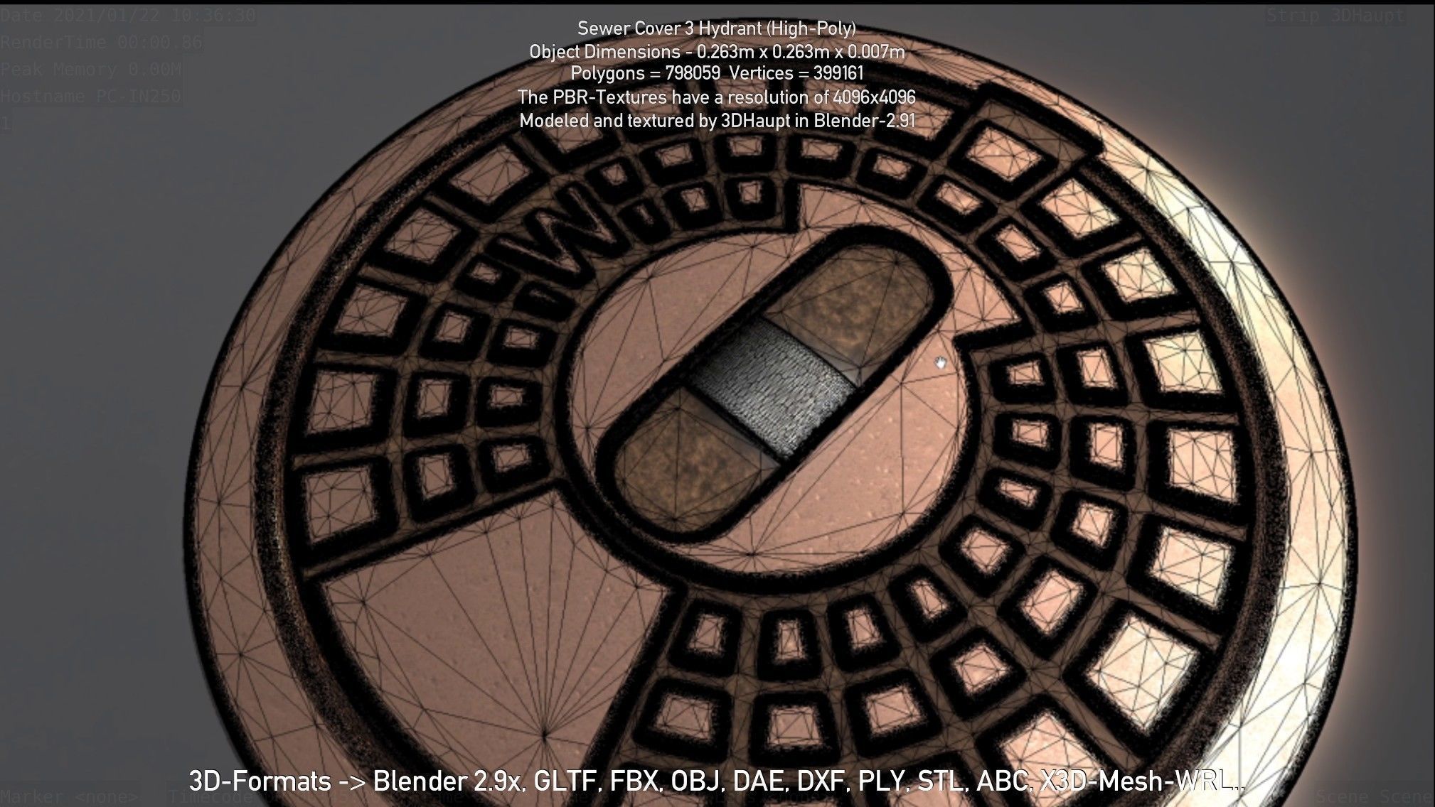 Sewer Cover 3 Hydrant High-Poly 3D model_108