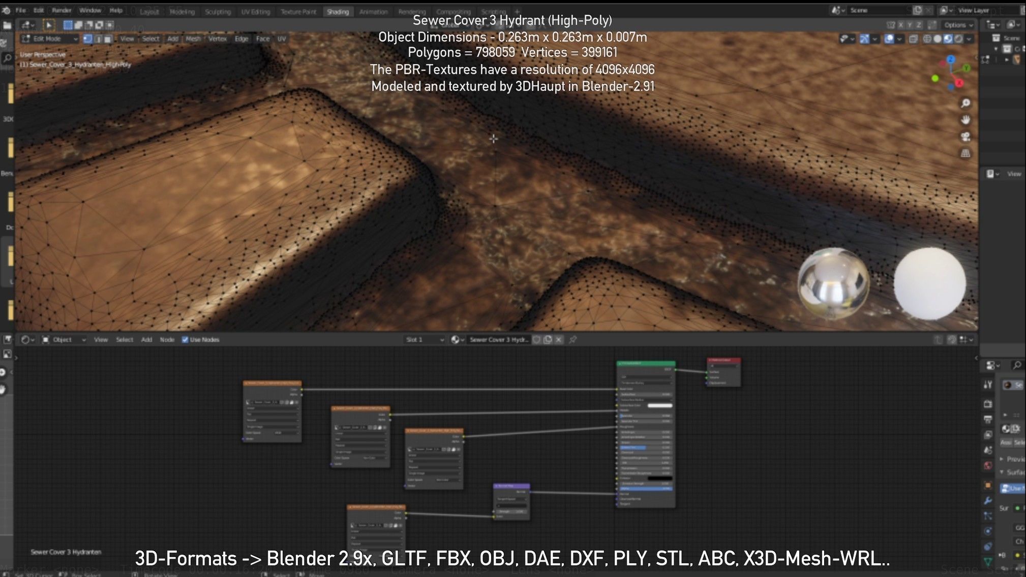Sewer Cover 3 Hydrant High-Poly 3D model_62