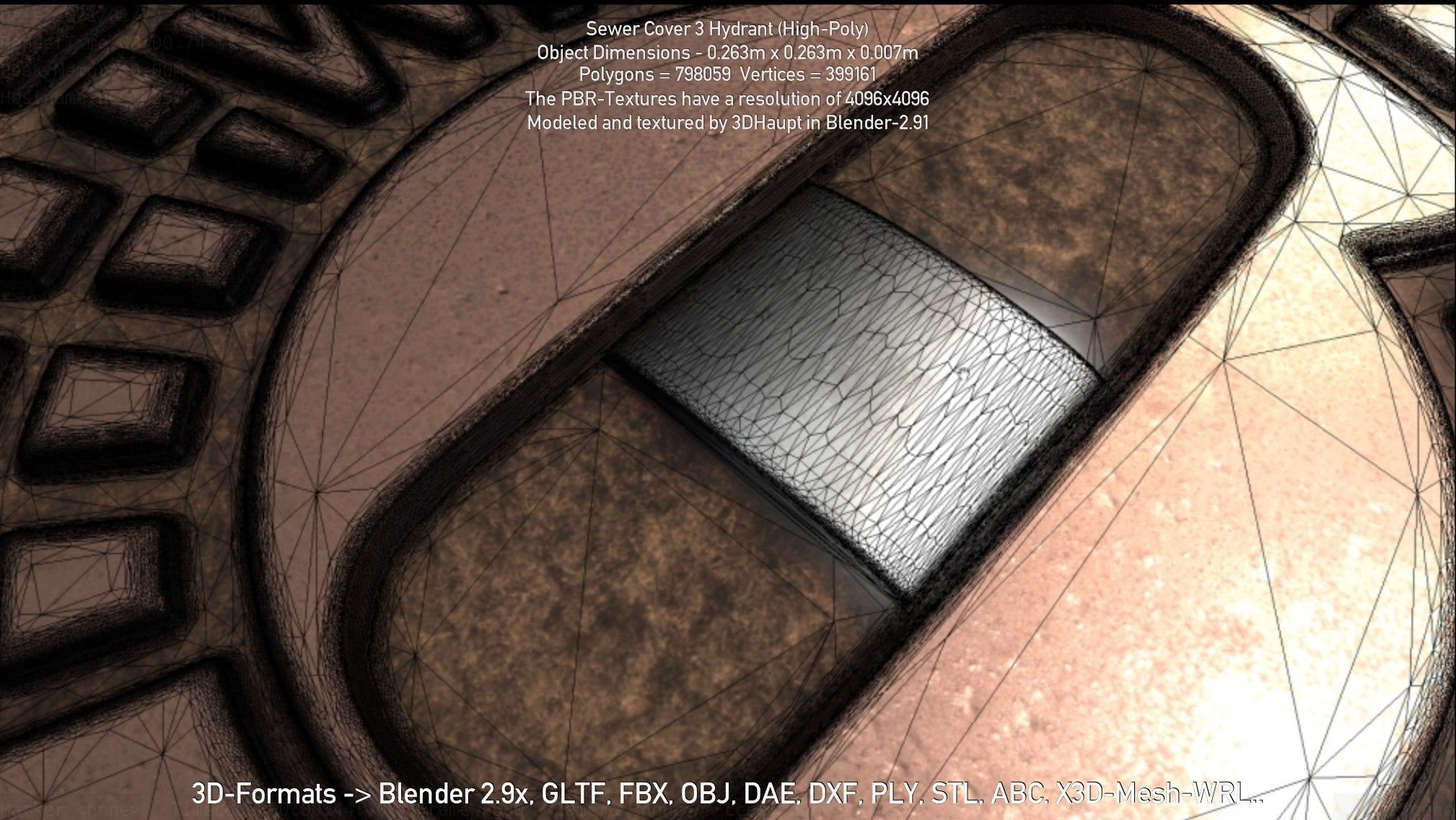 Sewer Cover 3 Hydrant High-Poly 3D model_31