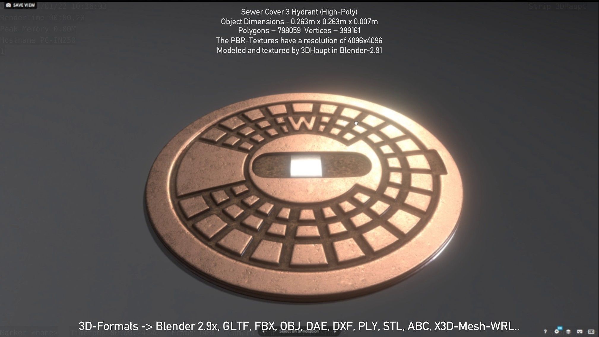 Sewer Cover 3 Hydrant High-Poly 3D model_137