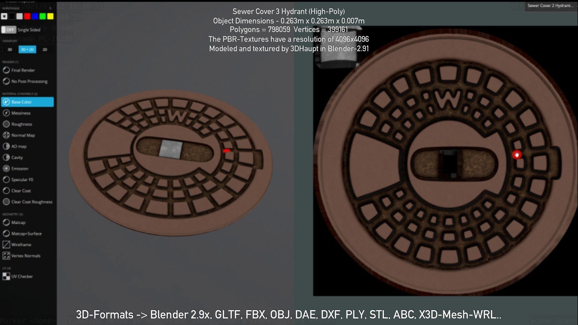 Sewer Cover 3 Hydrant High-Poly 3D model_74