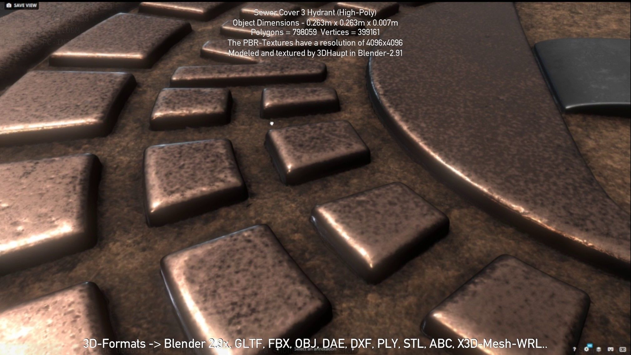 Sewer Cover 3 Hydrant High-Poly 3D model_106