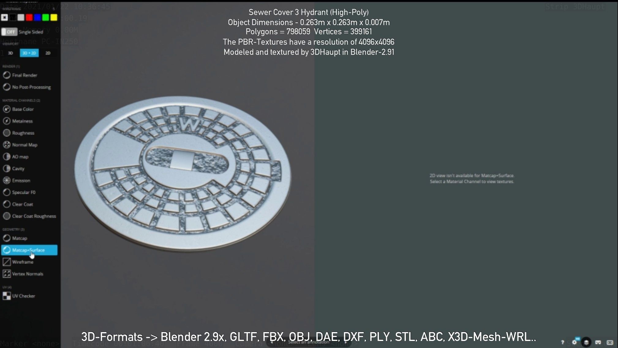 Sewer Cover 3 Hydrant High-Poly 3D model_79