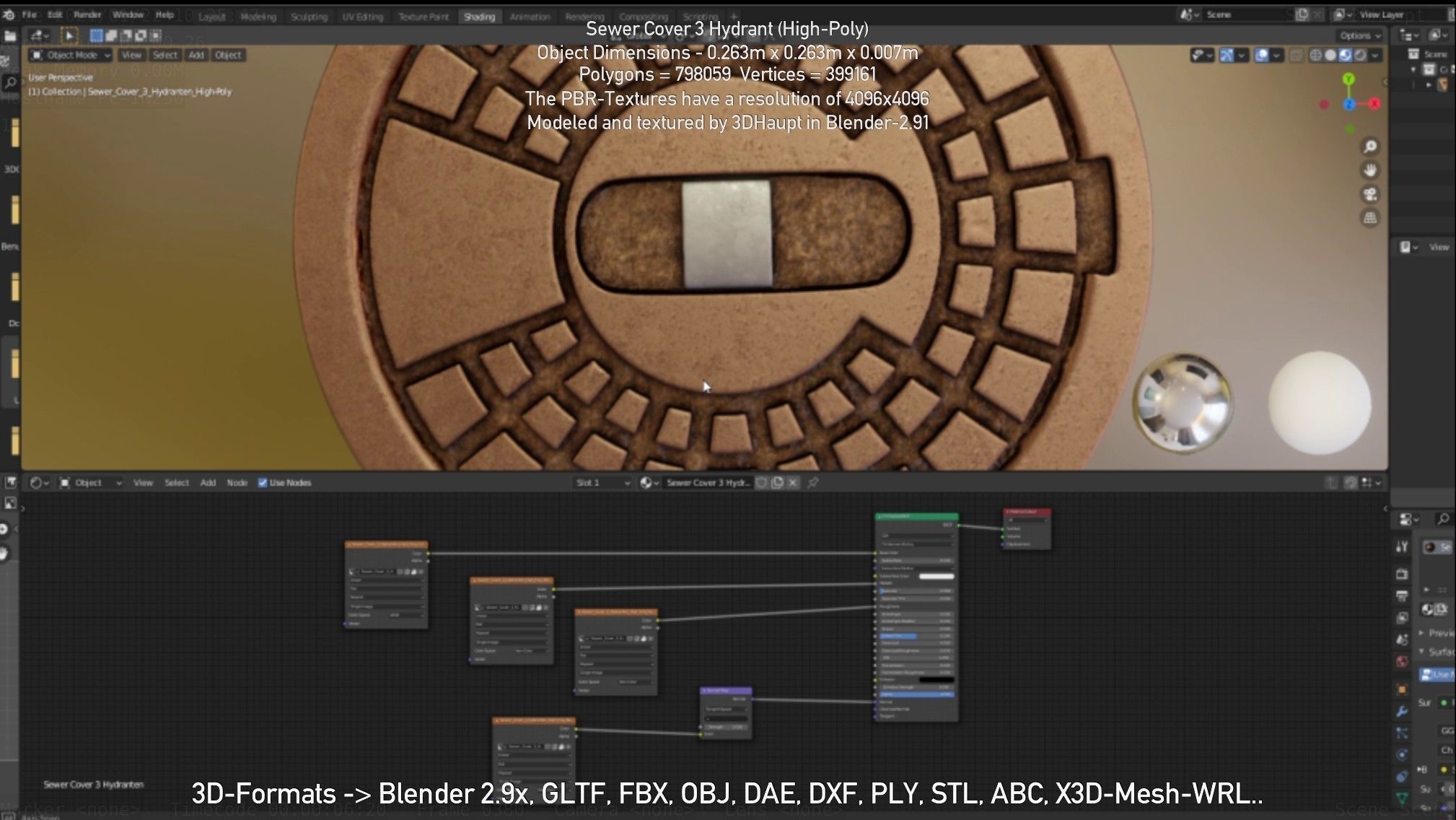 Sewer Cover 3 Hydrant High-Poly 3D model_133
