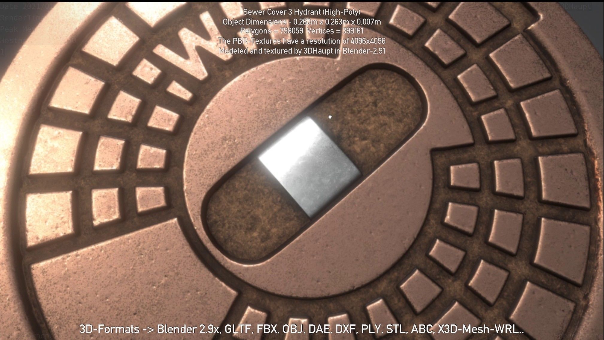 Sewer Cover 3 Hydrant High-Poly 3D model_3