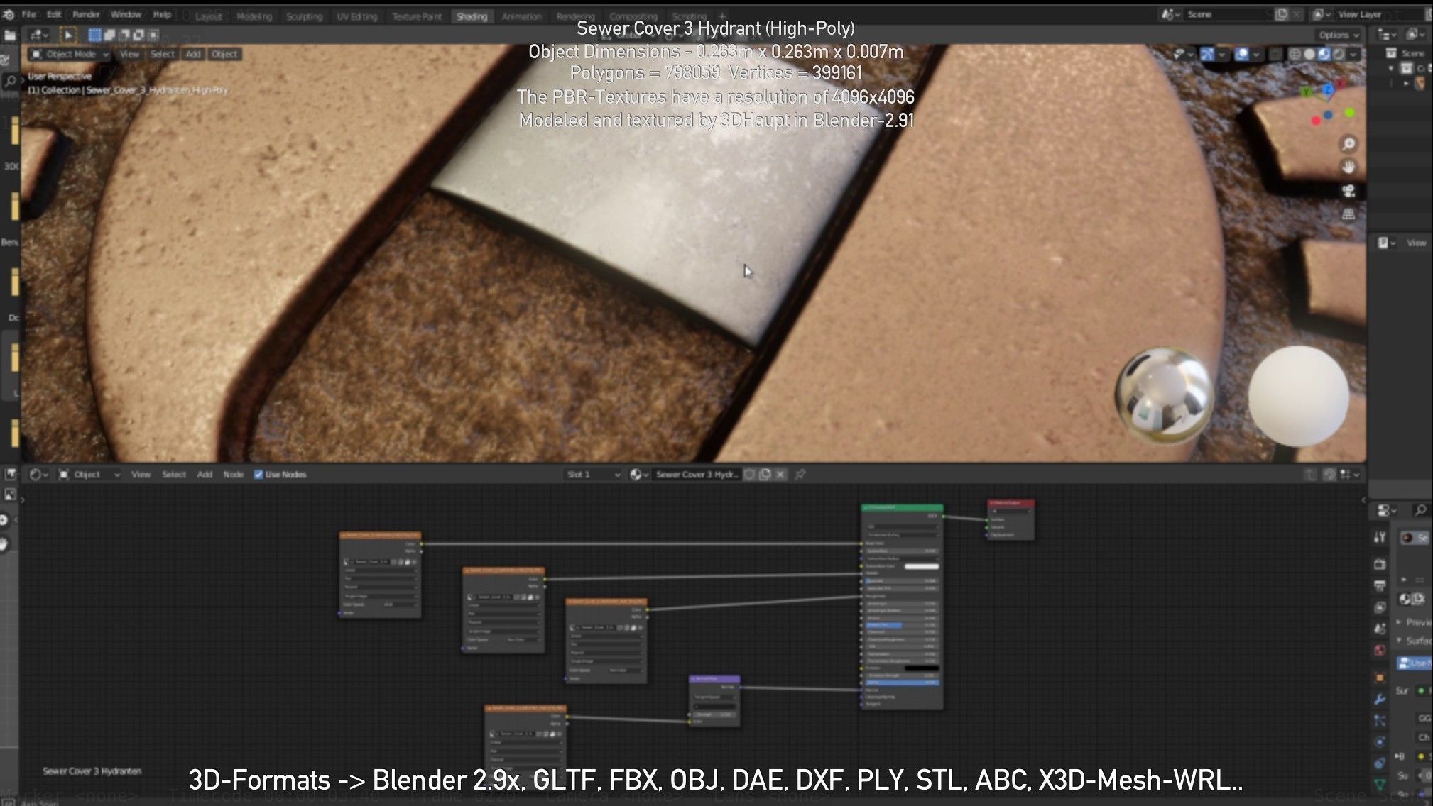 Sewer Cover 3 Hydrant High-Poly 3D model_132