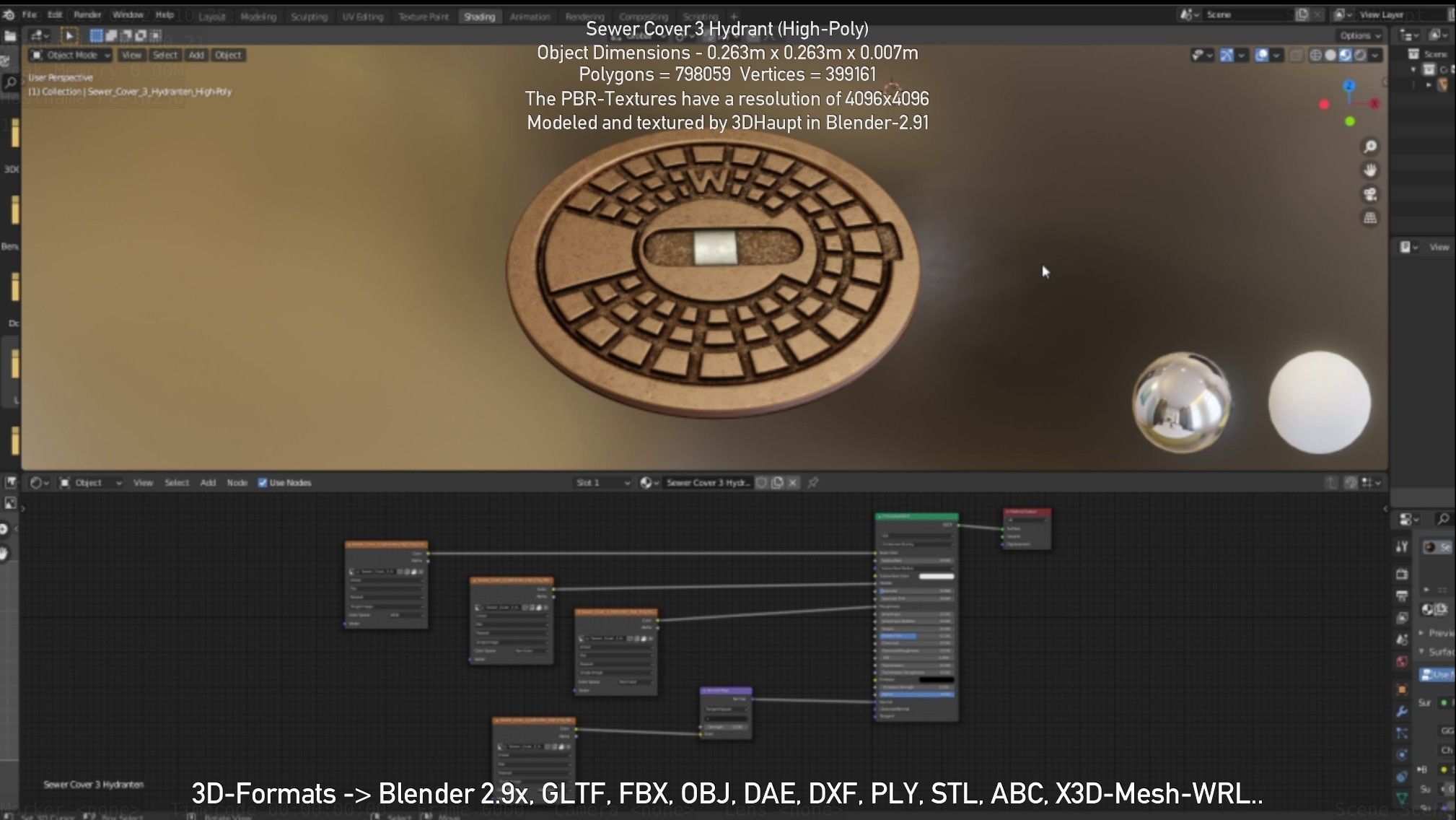 Sewer Cover 3 Hydrant High-Poly 3D model_131