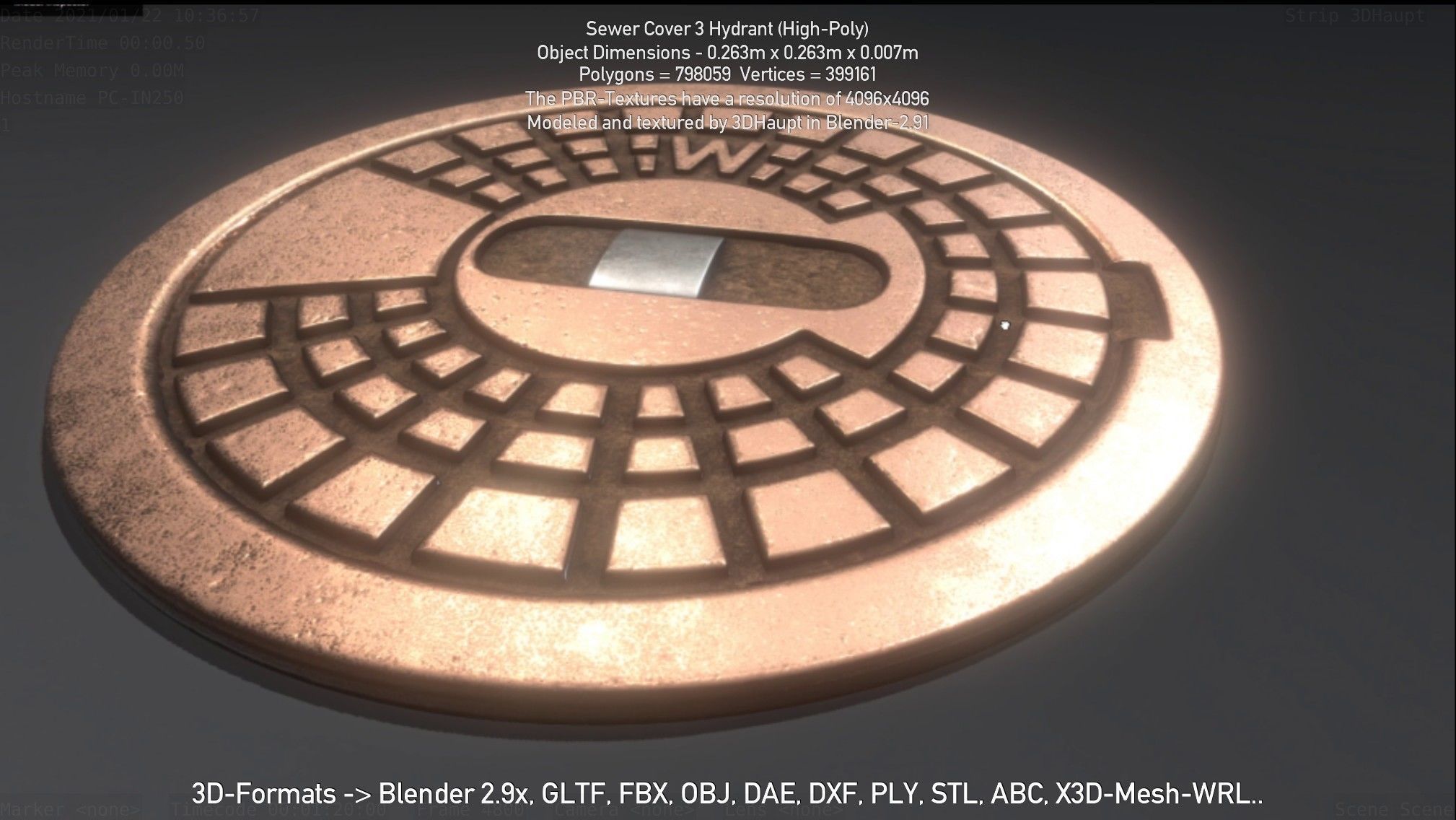 Sewer Cover 3 Hydrant High-Poly 3D model_86