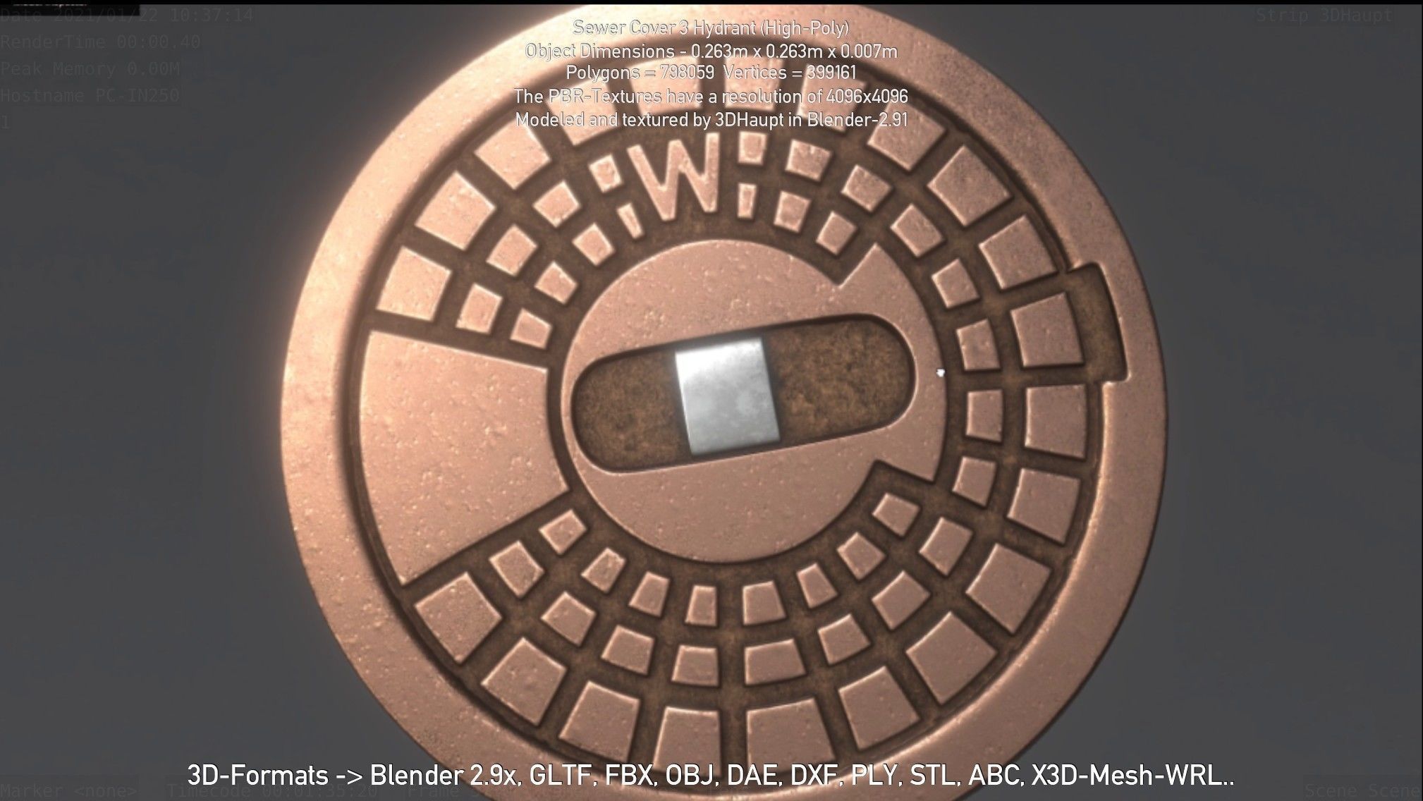 Sewer Cover 3 Hydrant High-Poly 3D model_127