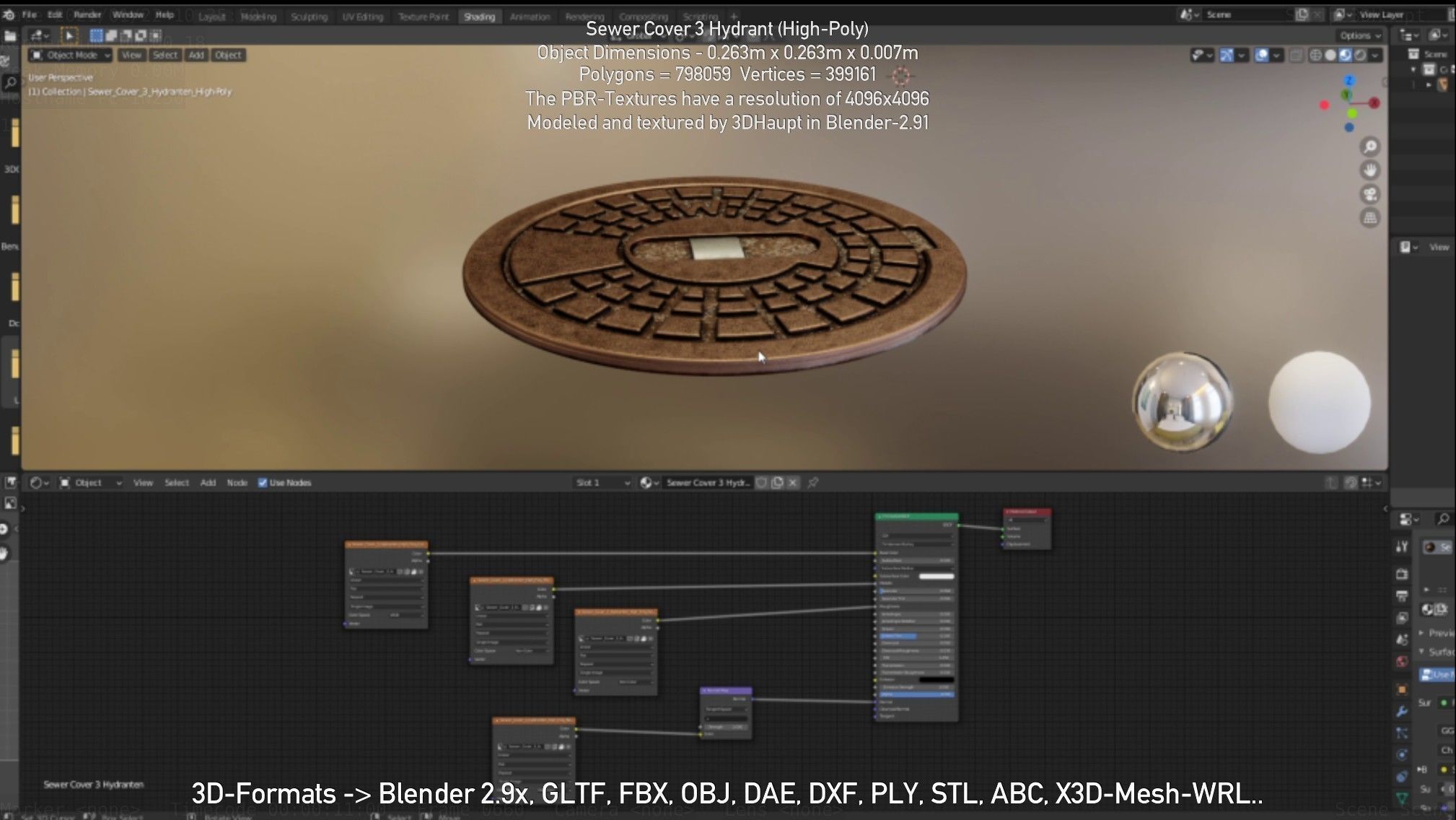 Sewer Cover 3 Hydrant High-Poly 3D model_135