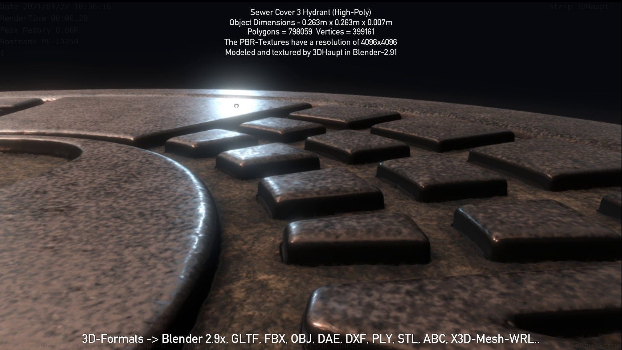 Sewer Cover 3 Hydrant High-Poly 3D model_27